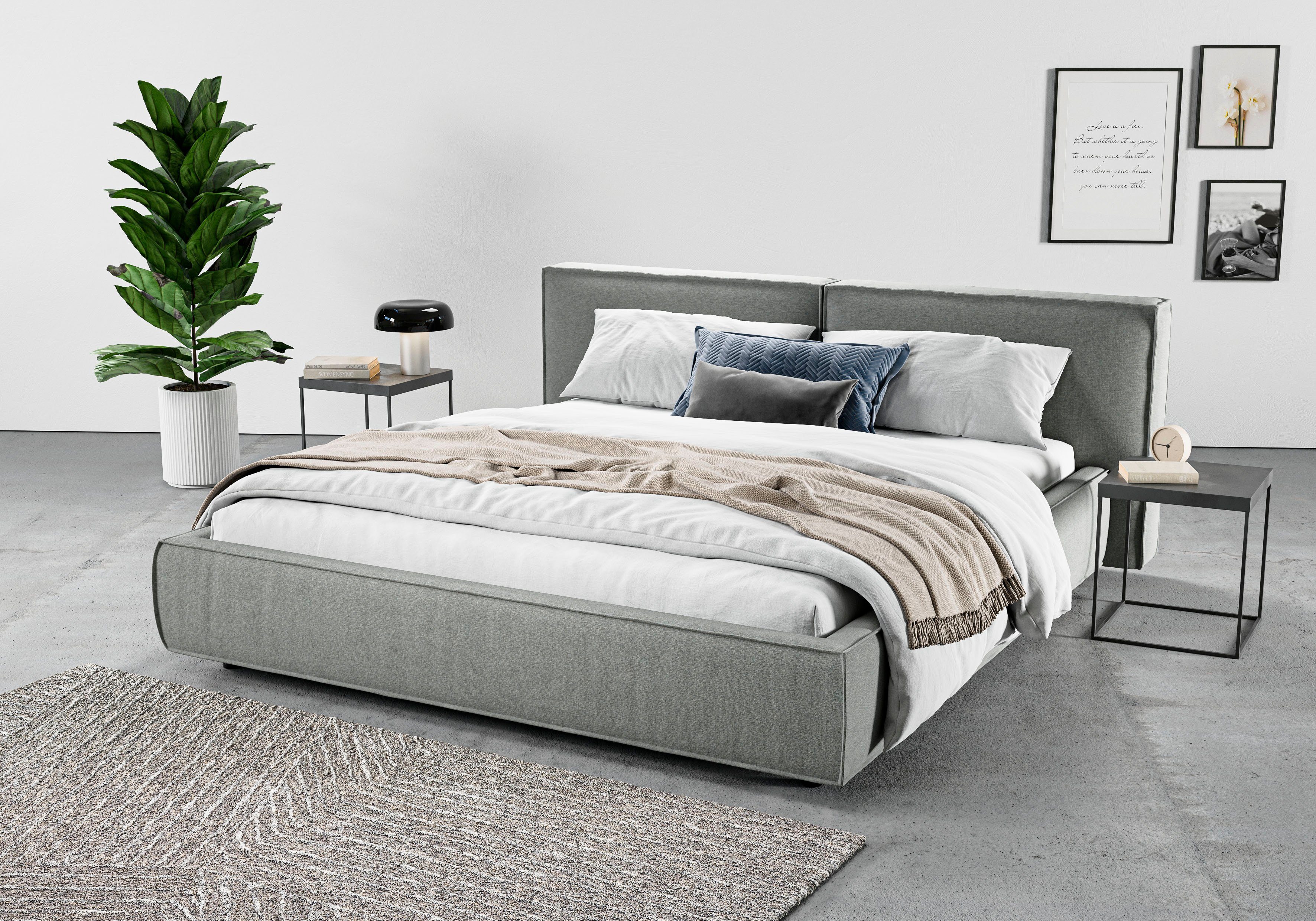 Home affaire Polsterbett Adrina mit Biesenoptik, Feincord und Luxus-Microfaser, bis 280kg, auch in Überlänge 220 cm, 4 Breiten bis 200cm