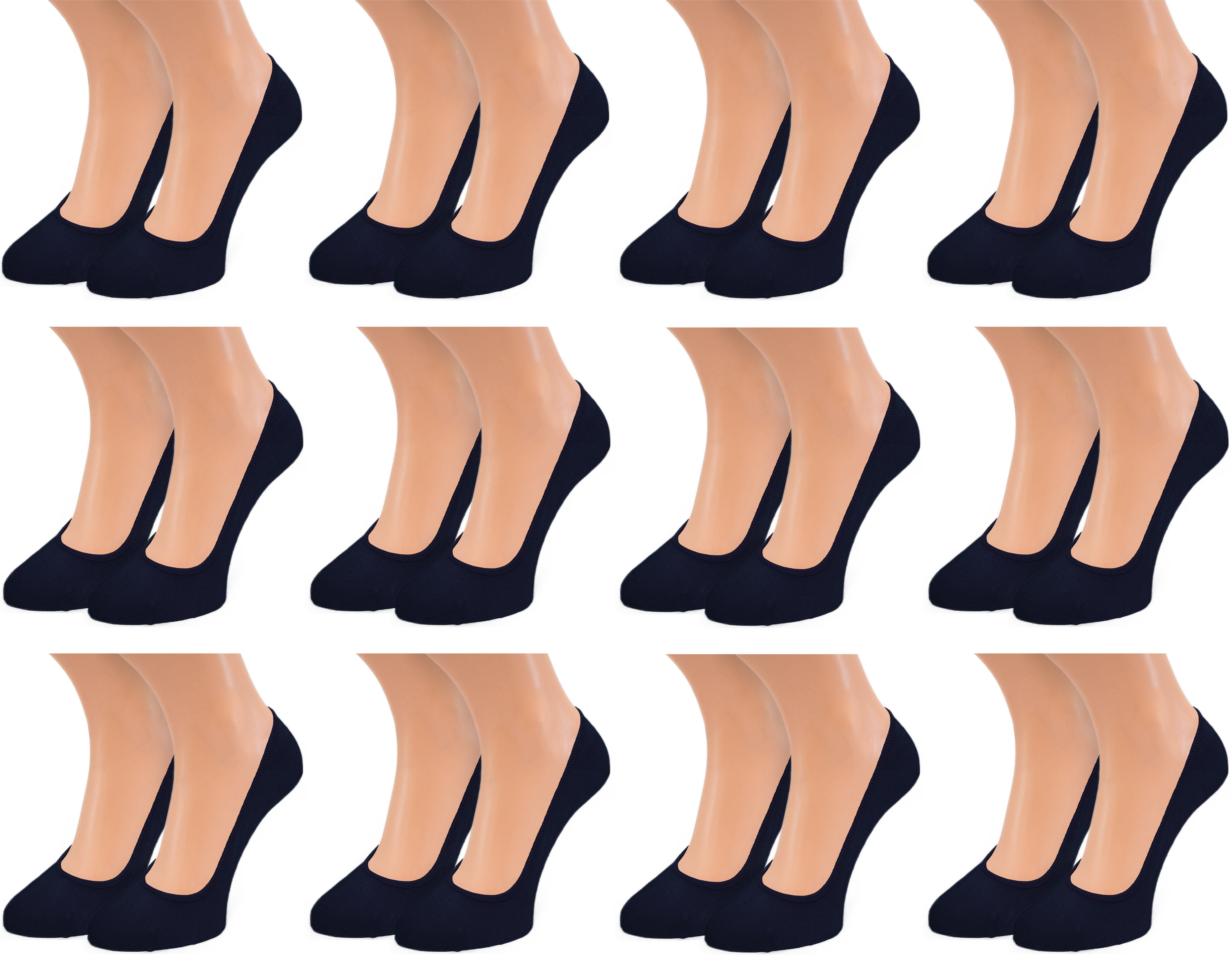 BRUBAKER Füßlinge unsichtbare kurze Socken, Sneakersocken für Damen (12-Paar) Basic Ballerina Socken Set für Frauen, Baumwolle, Größe 36-41