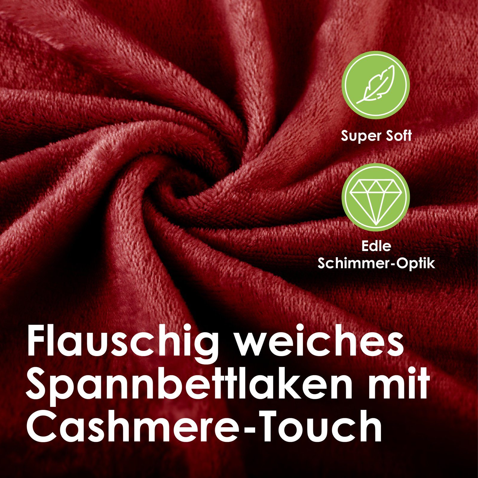 Bettlaken, Bordeaux Spannbetttuch bis Cashmere Spannbettlaken I Touch cm heimtexland, kuschelig Gummizug: I Soft Matratzenhöhe rundum, Microfaser, Rundum-Gummizug weich Super I 25