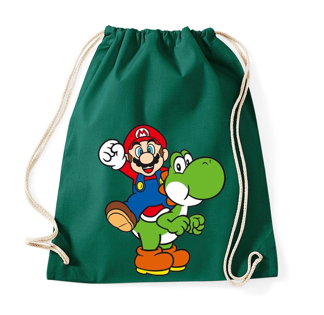 Blondie & Brownie Turnbeutel aus Baumwolle Yoshi & Mario Retro Konsole Einkaufstasche