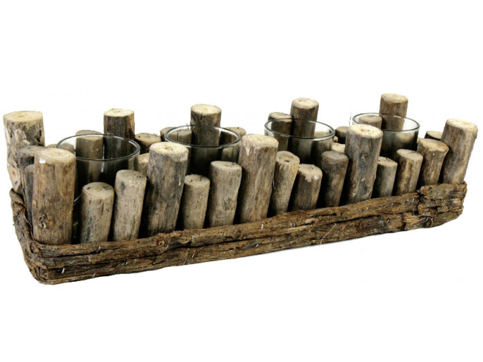 michel toys Handels-GmbH Торшеры Торшеры/Kerzenständer aus Holz mit 4 Gläser - rechteckig