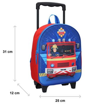 Vadobag Kinderrucksack Feuerwehrmann Sam 3D Trolley Rucksack, 31 cm - Feuerwehrauto, blau/rot (900-9448), Kinder Reisekoffer