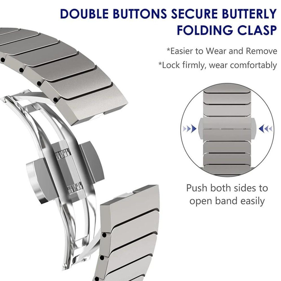 SmartUP Edelstahl, 1/2/3/4/5/6/7/8 Look, Edelstahl Uhrenarmband Watch Business SE Schwarz Armband rostfreier für Apple Faltschließe, Series