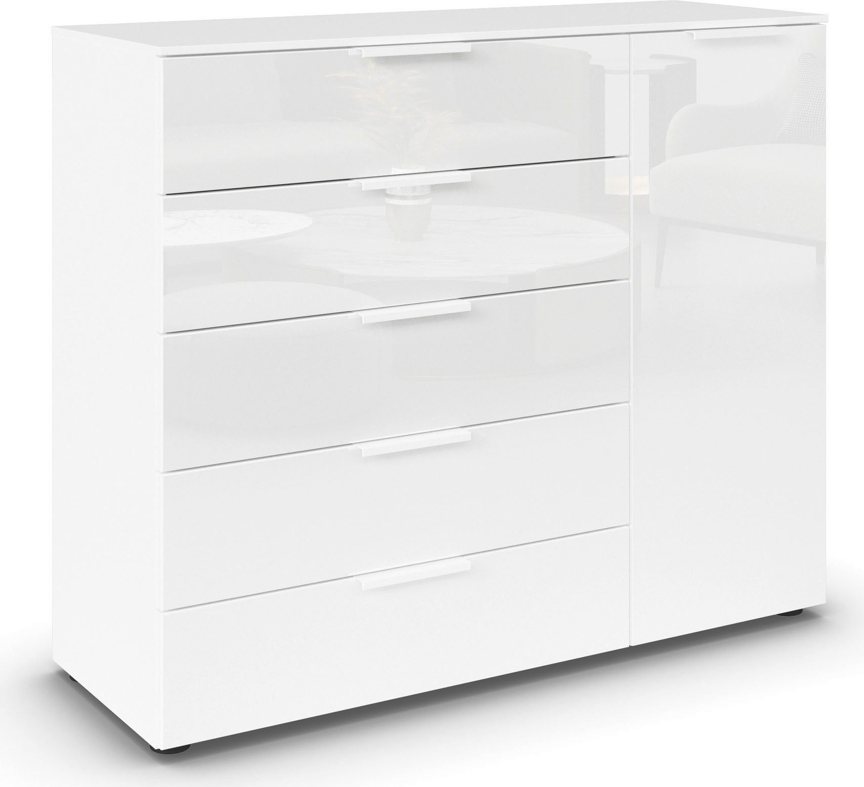 Schubkastenkommode Kommode Türkommode Sideboard Kombikommode FLIPP mit Glasfront