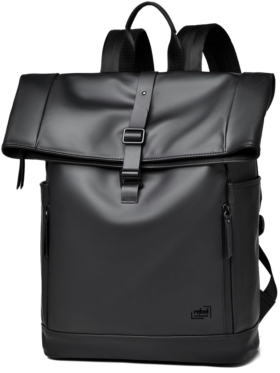 Rebel Rucksack Cityrucksack Rolltop Rucksack für Pendler – Schwarz, Laptopf günstig online kaufen