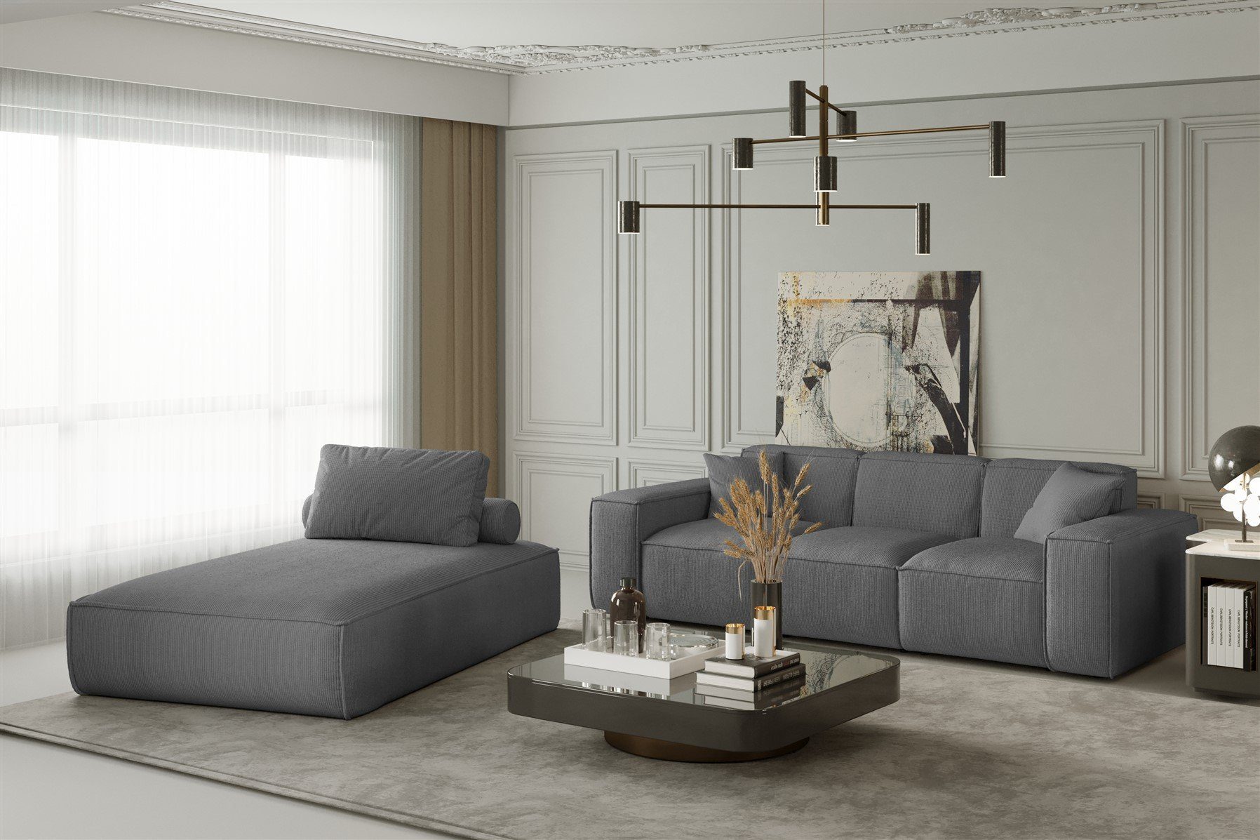 Fun Möbel Polstergarnitur Sofa-Set 2-teilig Chaiselongue günstig online kaufen