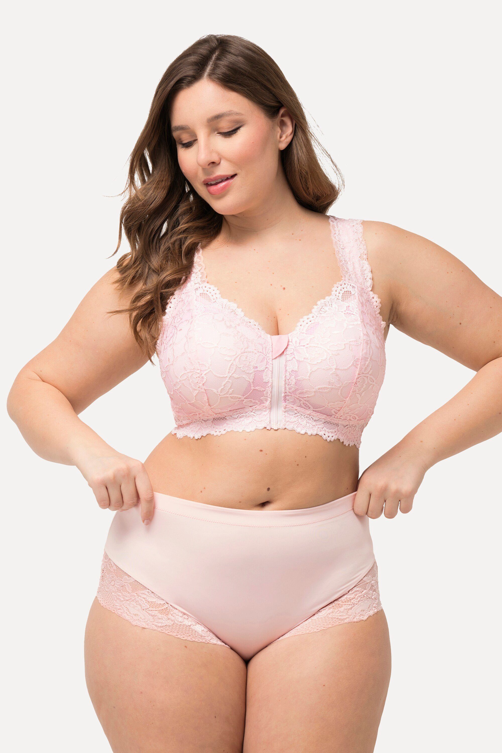 Ulla Popken Miederhose Midislip transparente Spitze hinten gerafft