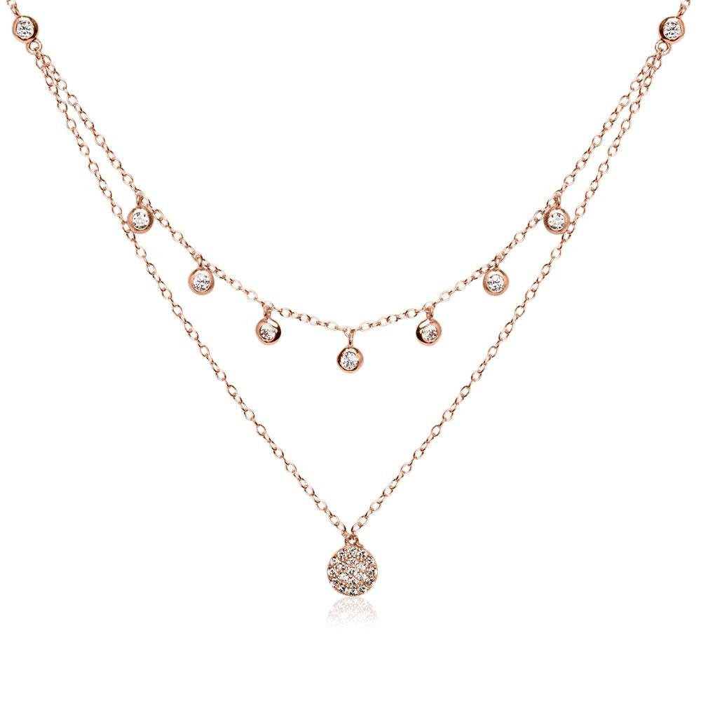 JEWLIX Silberkette Rosévergoldete Two Layers Kette mit Zirkonia SN0437 günstig online kaufen