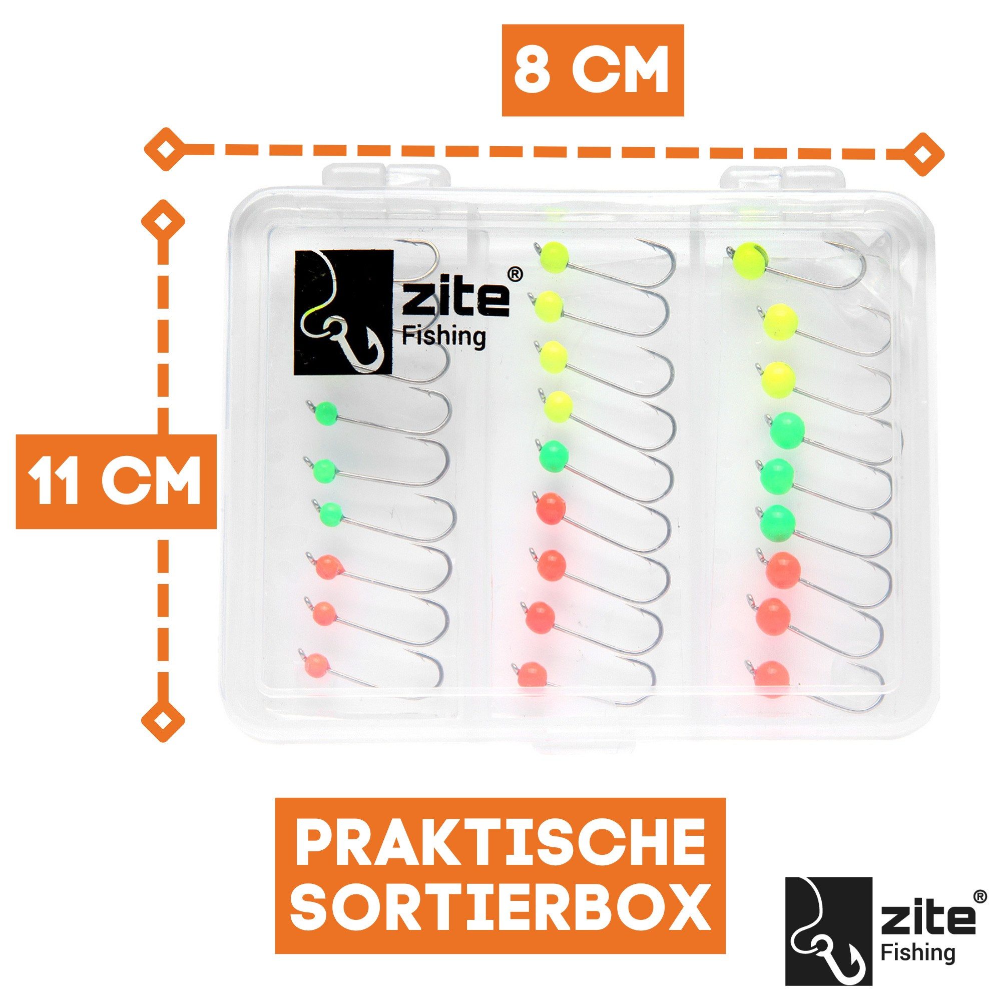 Zite Jighaken Neon Tungsten Micro Jigheads 0,3-1,2g Neon im Set 27 Stück