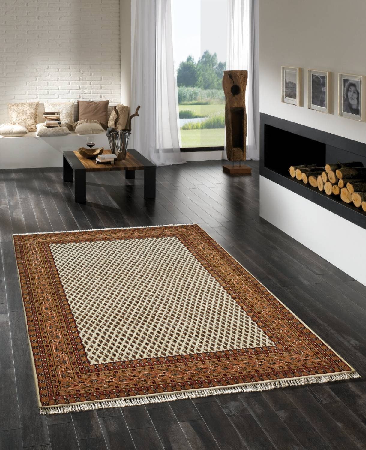 Orientteppich BIKANER MIR, Rug Studios, Rechteckig, Höhe: 16 mm, Esszimmer, Flur, Handgeknüpft, Küche, Schlafzimmer, Wohnzimmer, 40 x 60 cm, beige