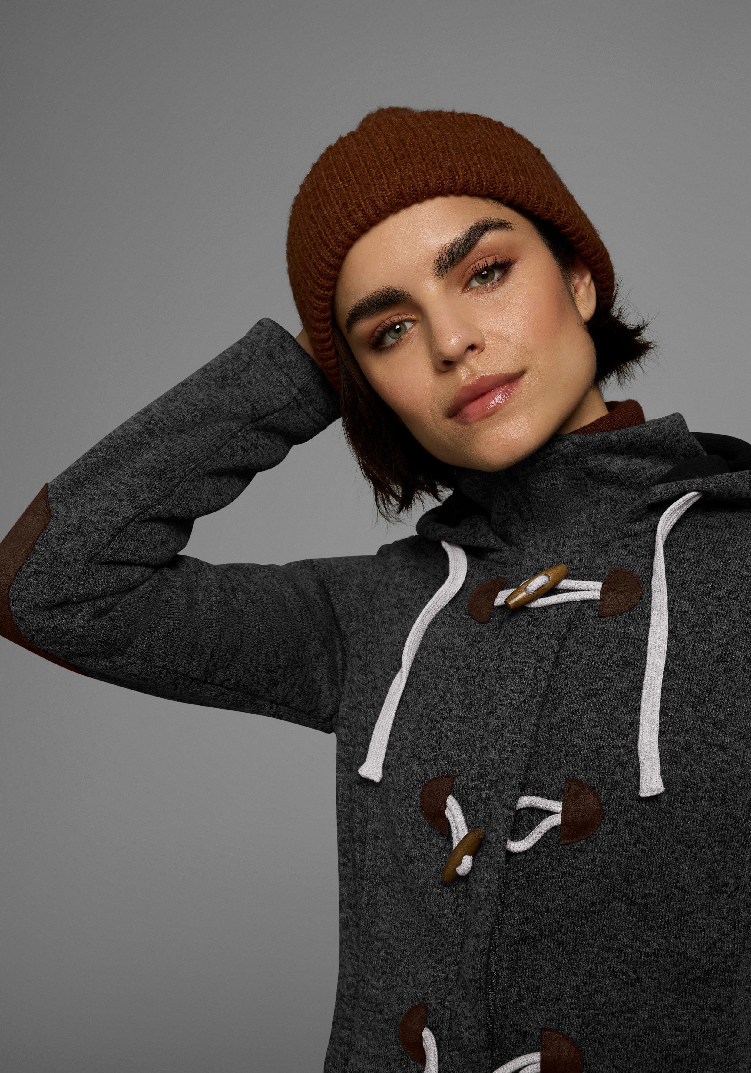 Polarino Strickfleecejacke für den Übergang, aus Strickfleece, atmungsaktiv