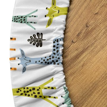 Abakuhaus Tischdecke Rundum-elastische Stofftischdecke, Karikatur Baby Giraffen Und Zweige