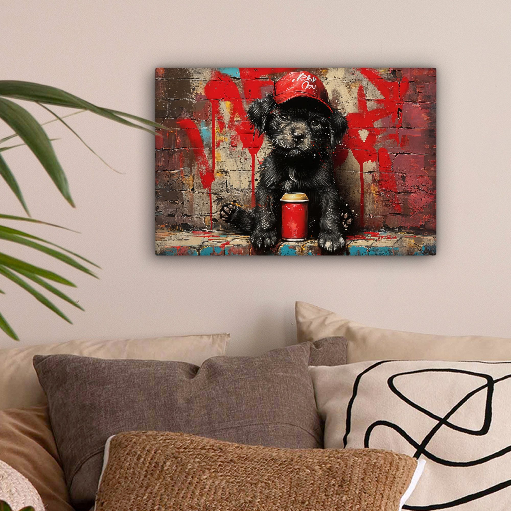 OneMillionCanvasses® Leinwandbild Graffiti - Hund - günstig online kaufen