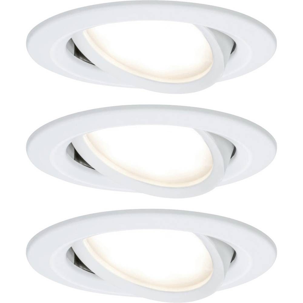 Paulmann LED Einbauleuchte Einbauleuchte 3er Set LED LED 18 W Weiß 41306, per Wanddimmer dimmbar, Schwenkbar