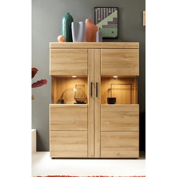 Lomadox Highboard CARIATI-129, Wohn-/Esszimmer in Grandson Eiche Nb., B/H/T ca. 101,9/133/37,4 cm