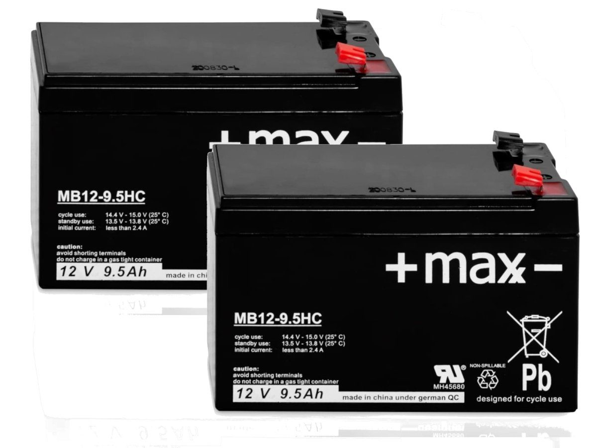 +maxx- 2x 12V 9,5Ah passend für 24V Tante Paula Scooter AGM Bleiakkus | Bleiakkus