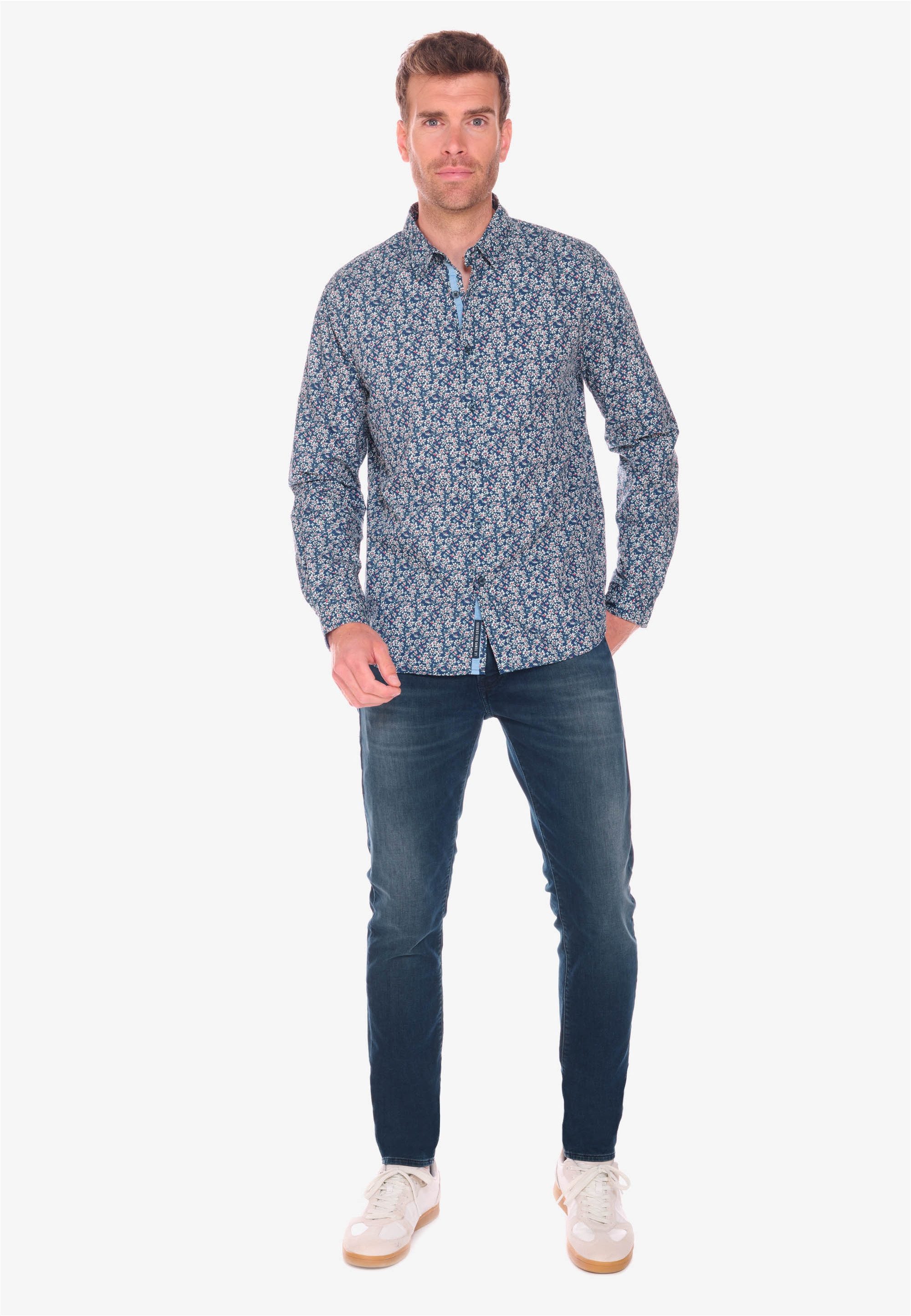 Le Temps Des Cerises Langarmhemd FUSAR mit stylischem Allover-Muster