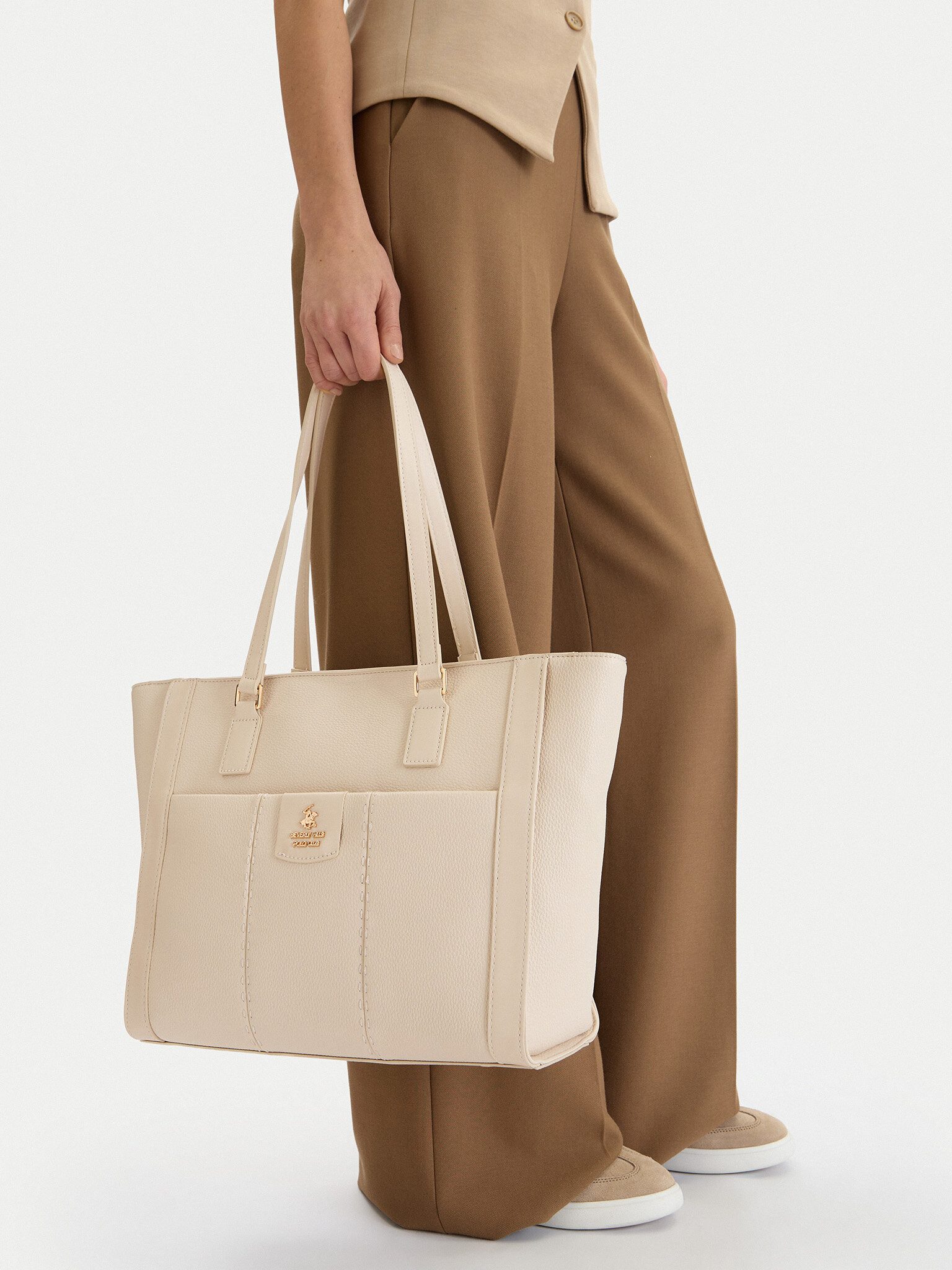 BEVERLY HILLS POLO CLUB Handtasche Beverly Hills Polo Club Damen Écru Handtasche BEVERLY HILLS POLO CLUB-