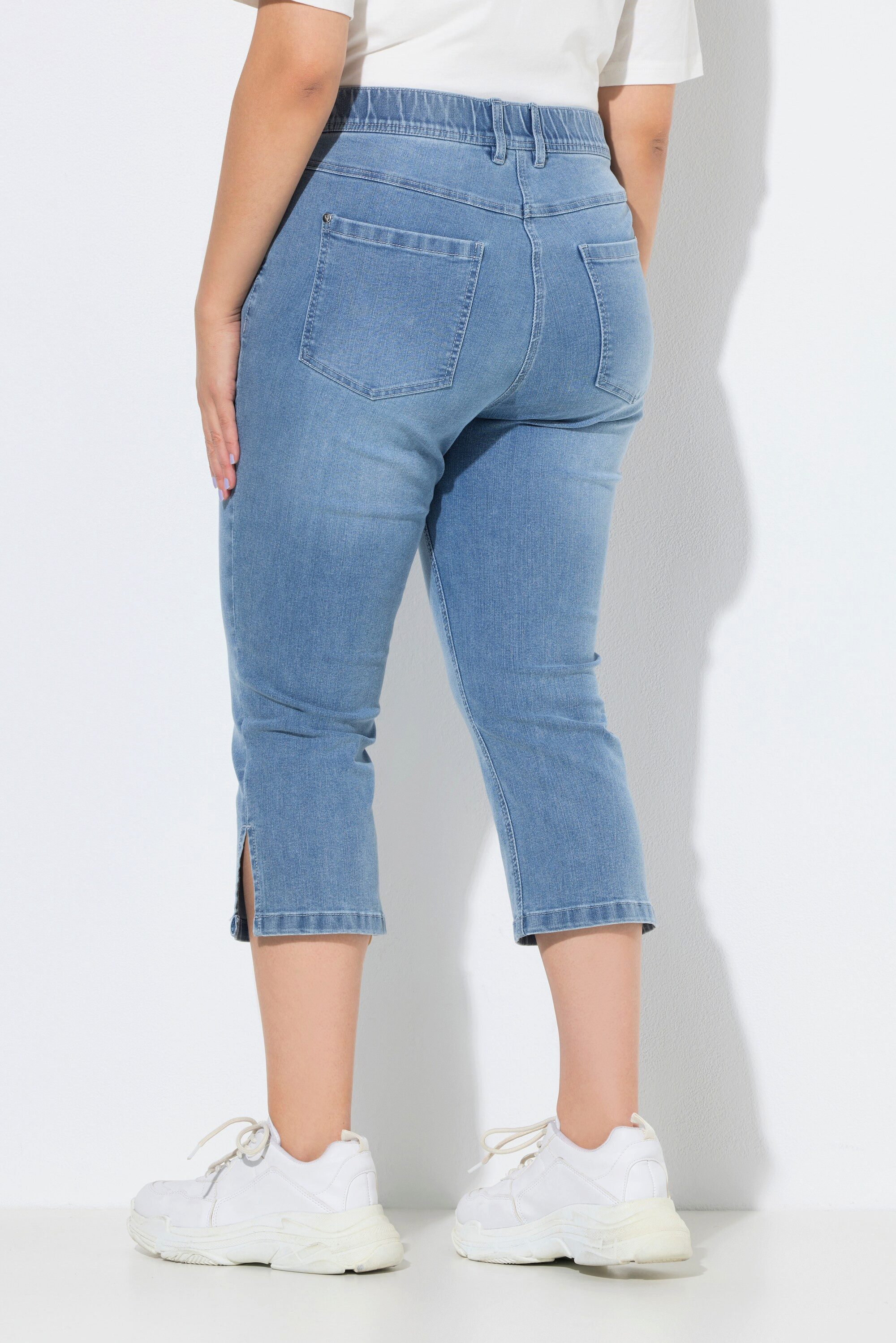 Ulla Popken Regular-fit-Jeans Jeanscapri Sarah Wascheffekte schmales Bein