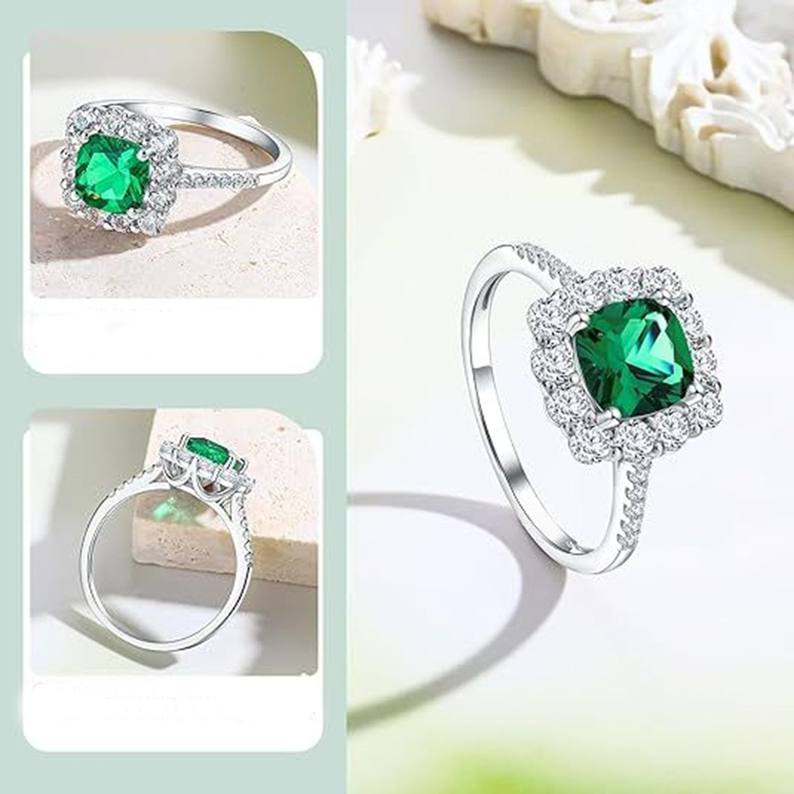 Jumpeak Trauring Ring mit 2 Karat Saphir/Smaragd,diamant ring damen,verlobungsring, 14K Gold,Ring Damen,Geschenk für Frau,Geschenk Schwester,Geburtstag