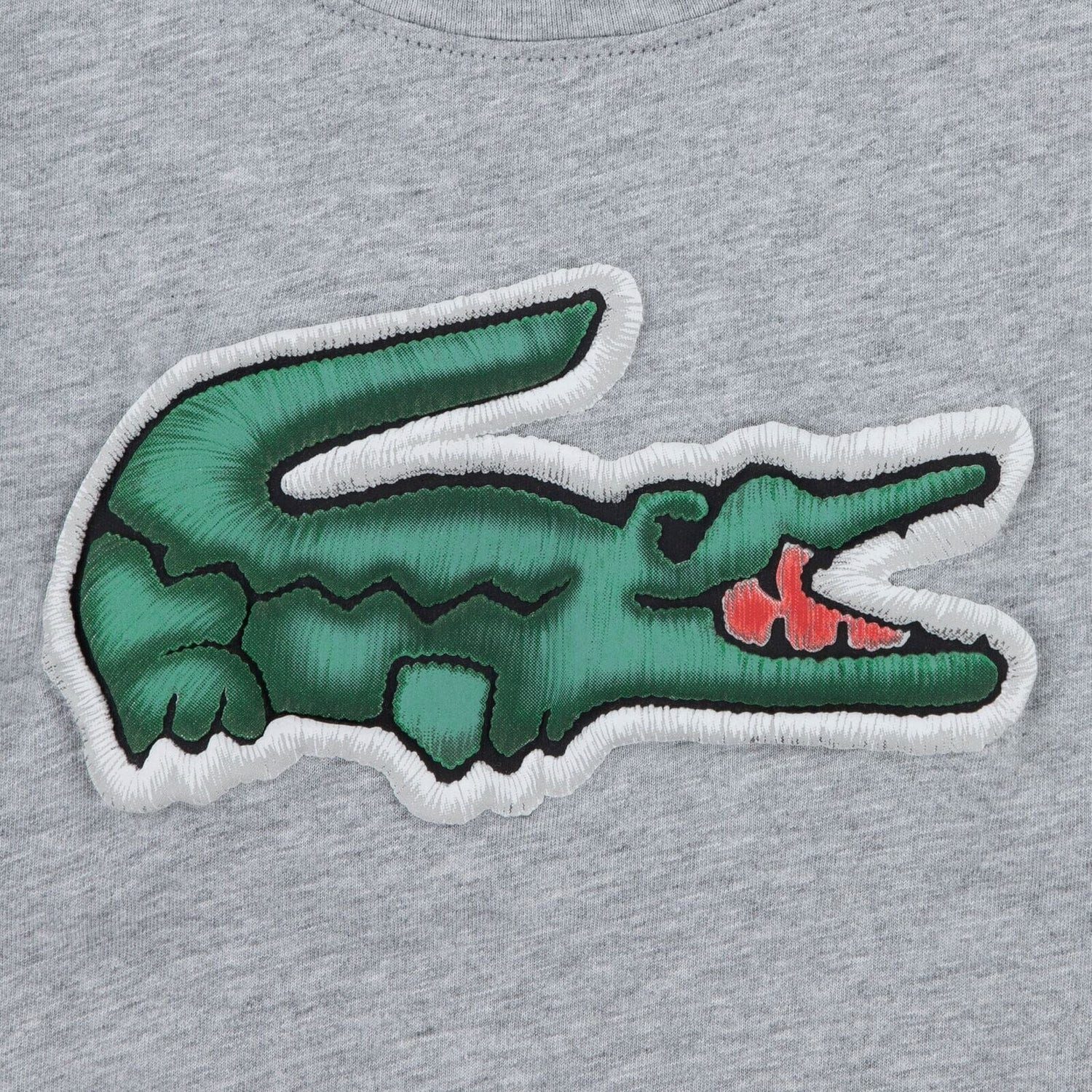 Lacoste T-Shirt LACOSTE Kids T-Shirt „Big Croc“ – grau meliert
