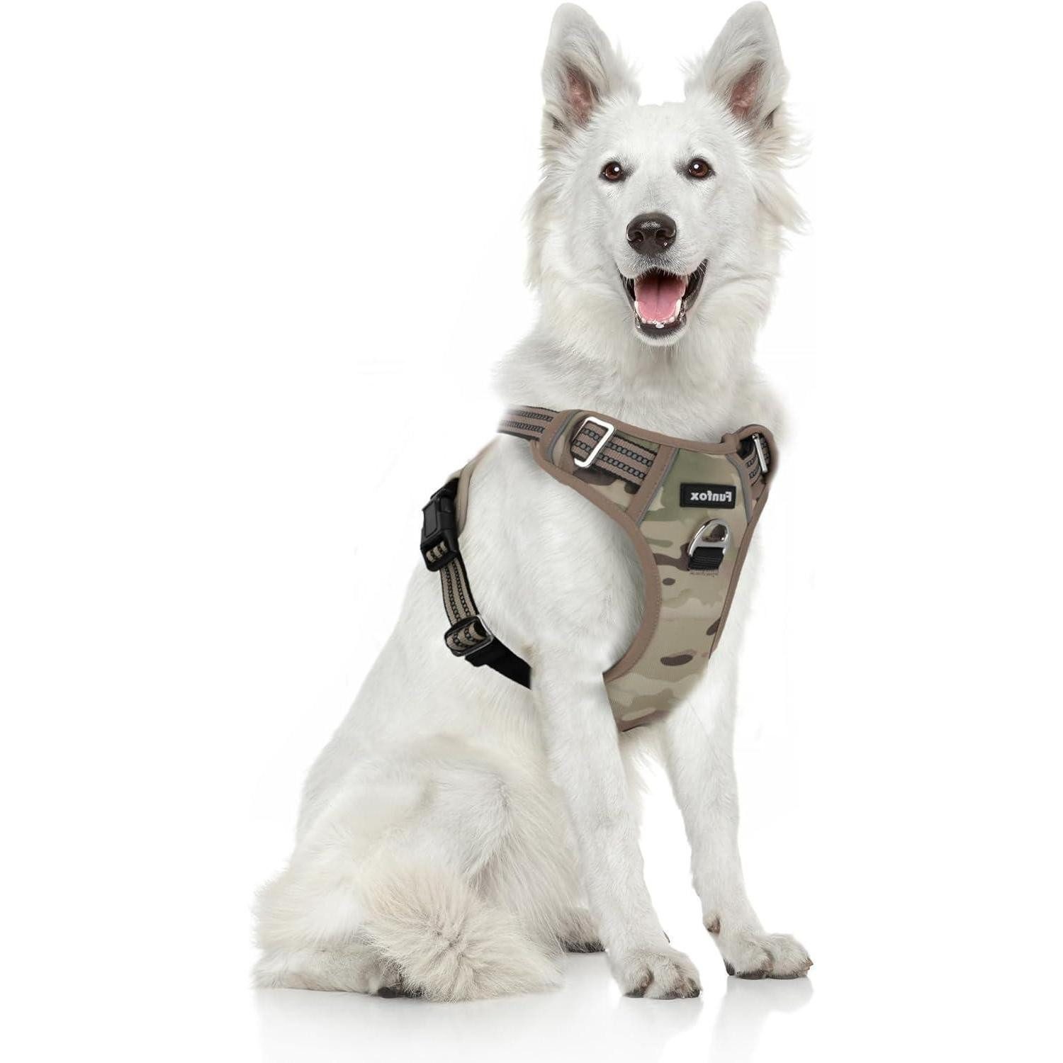 LuxusKollektion Hunde-Halsband Hundegeschirr No Pull Brustgeschirr Reflektor große Hunde XL Tarngrün