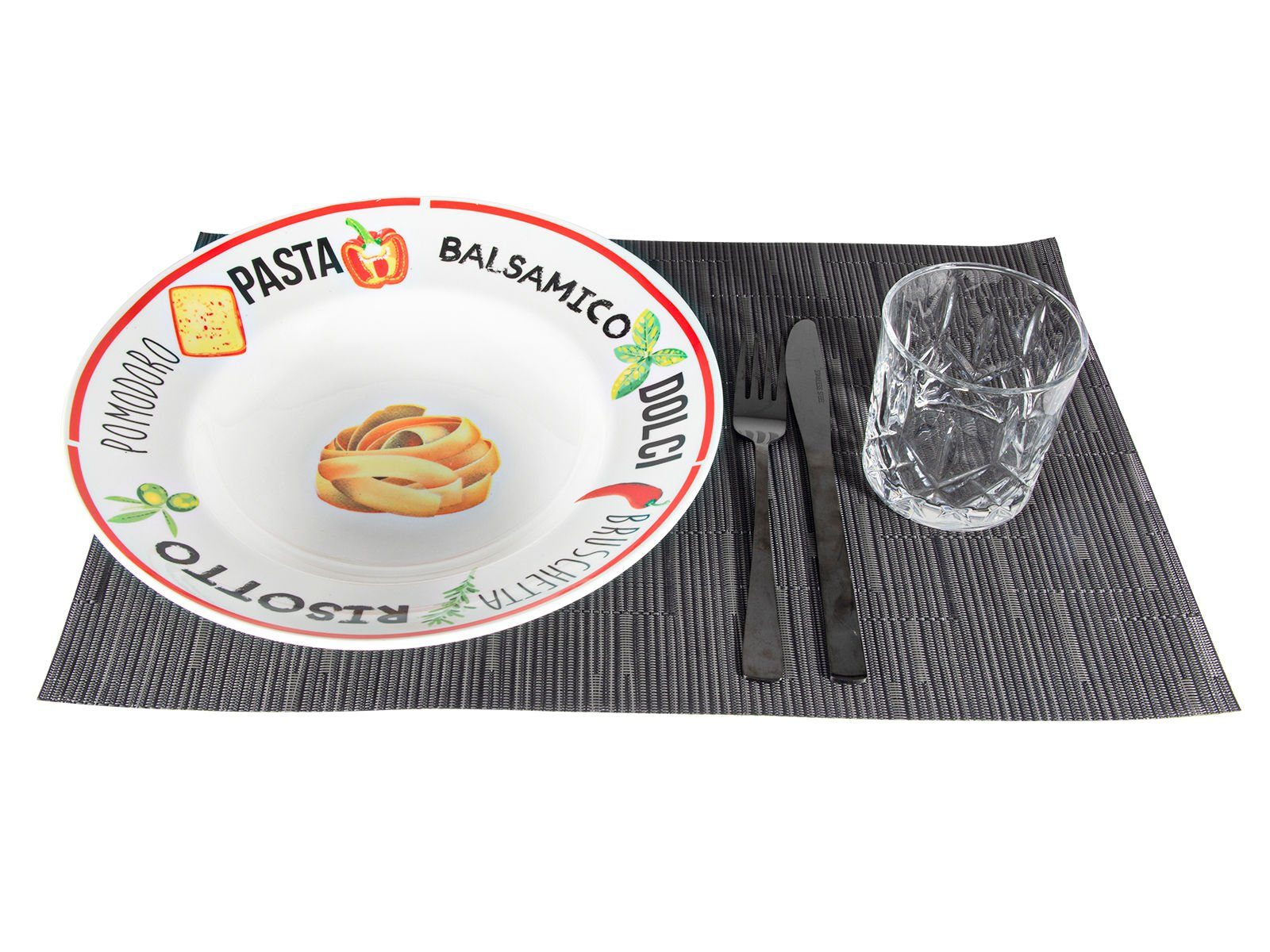 Spetebo Pastateller Teller PASTA 26,5 cm - 2er Set - je Motiv 1x, (2 St), moderne Pasta Teller