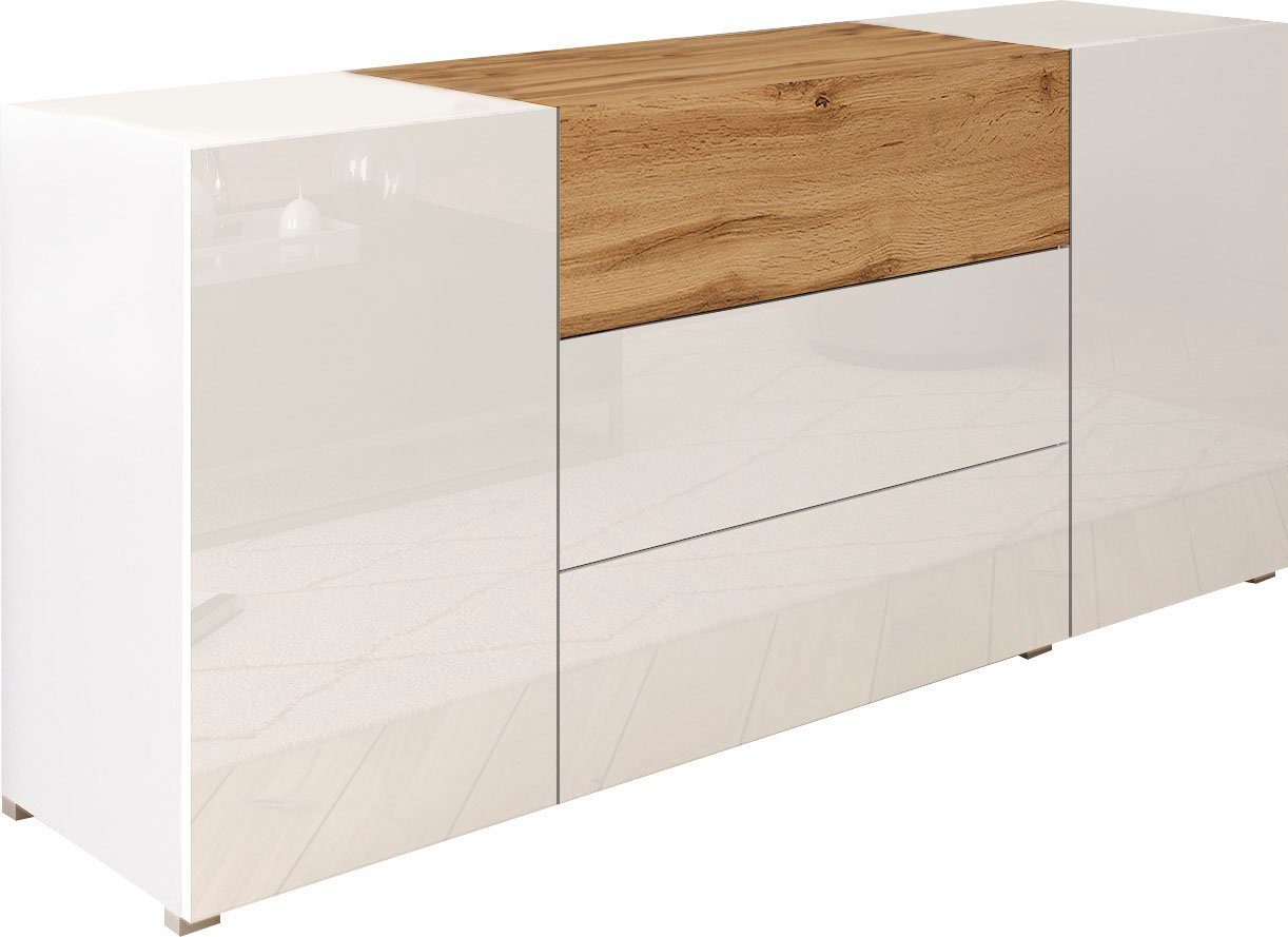 INOSIGN Sideboard BERLIN, Breite 150 cm weiß matt/eichefarben Wotan/weiß Hochglanz | weiß matt/eichefarben Wotan