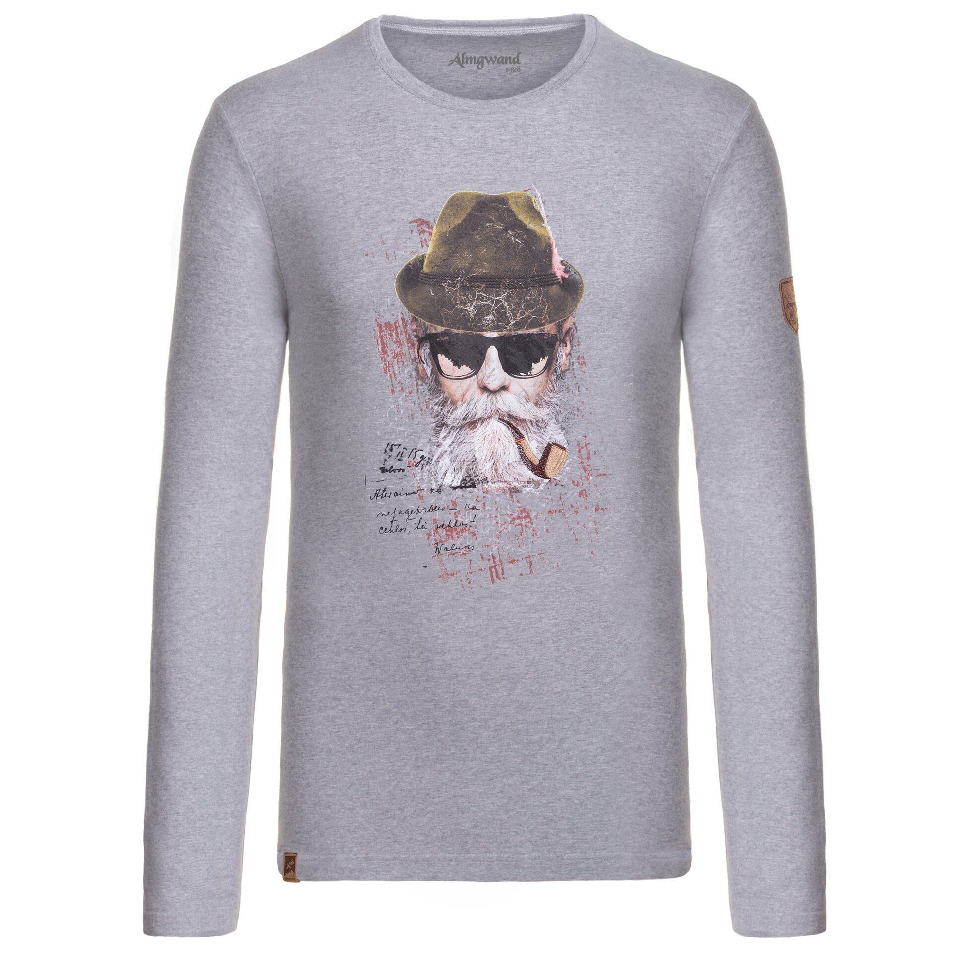 Mottled Almgwand Almgwand M Grey Lisbona Langarmshirt - Herren Seidlalm Langarm-Shirt