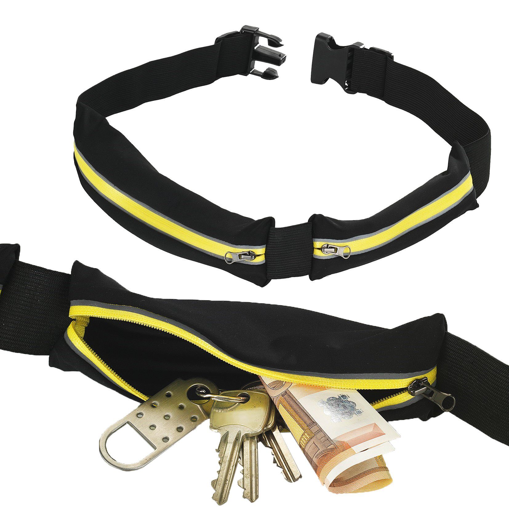 WENKO Laufgürtel 2er Set für Handy schwarz mit Reflektion (2-St)