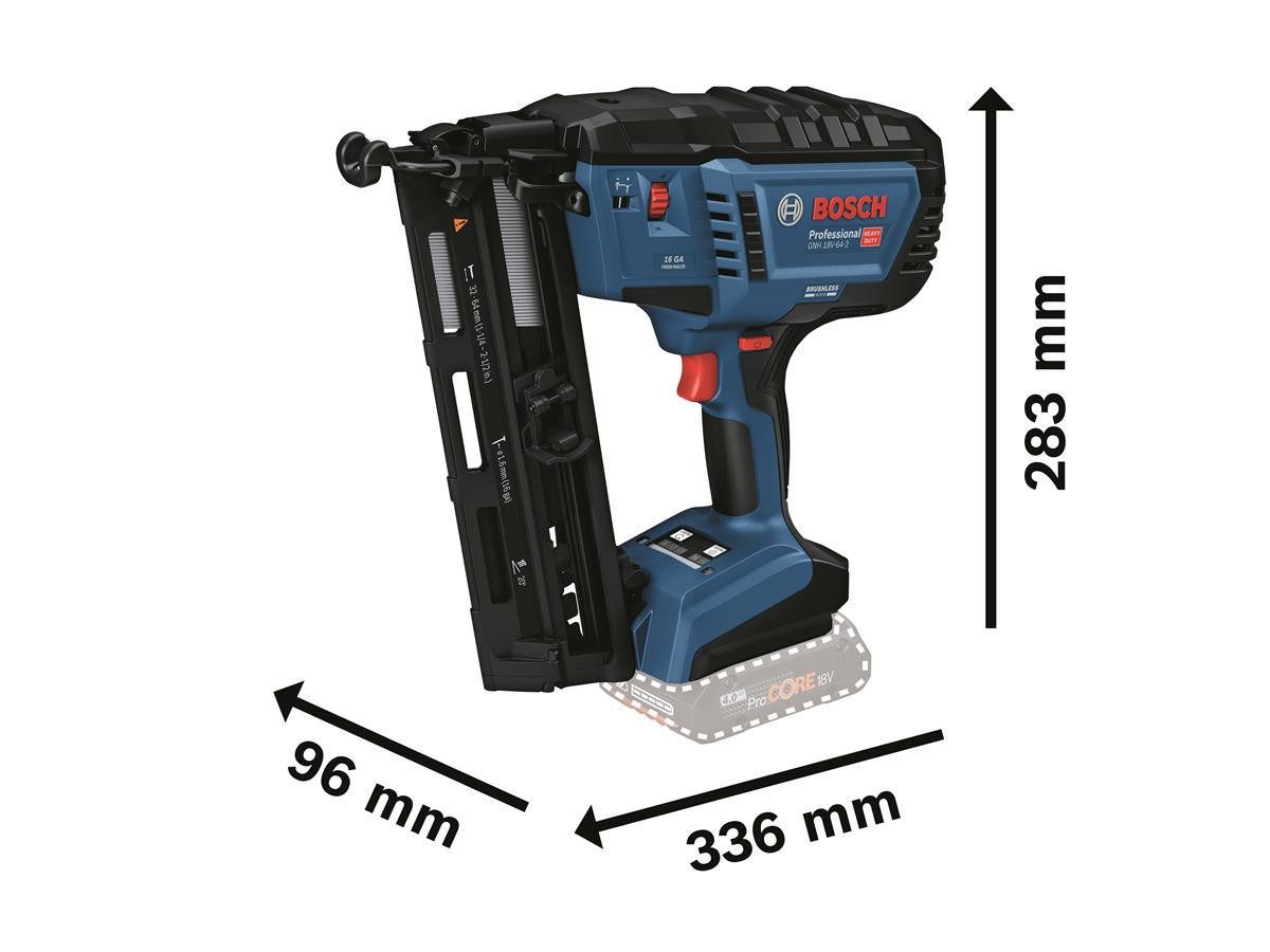 Bosch Professional Druckluft-Nagler GNH 18V-64-2, Solo-Gerät im Karton