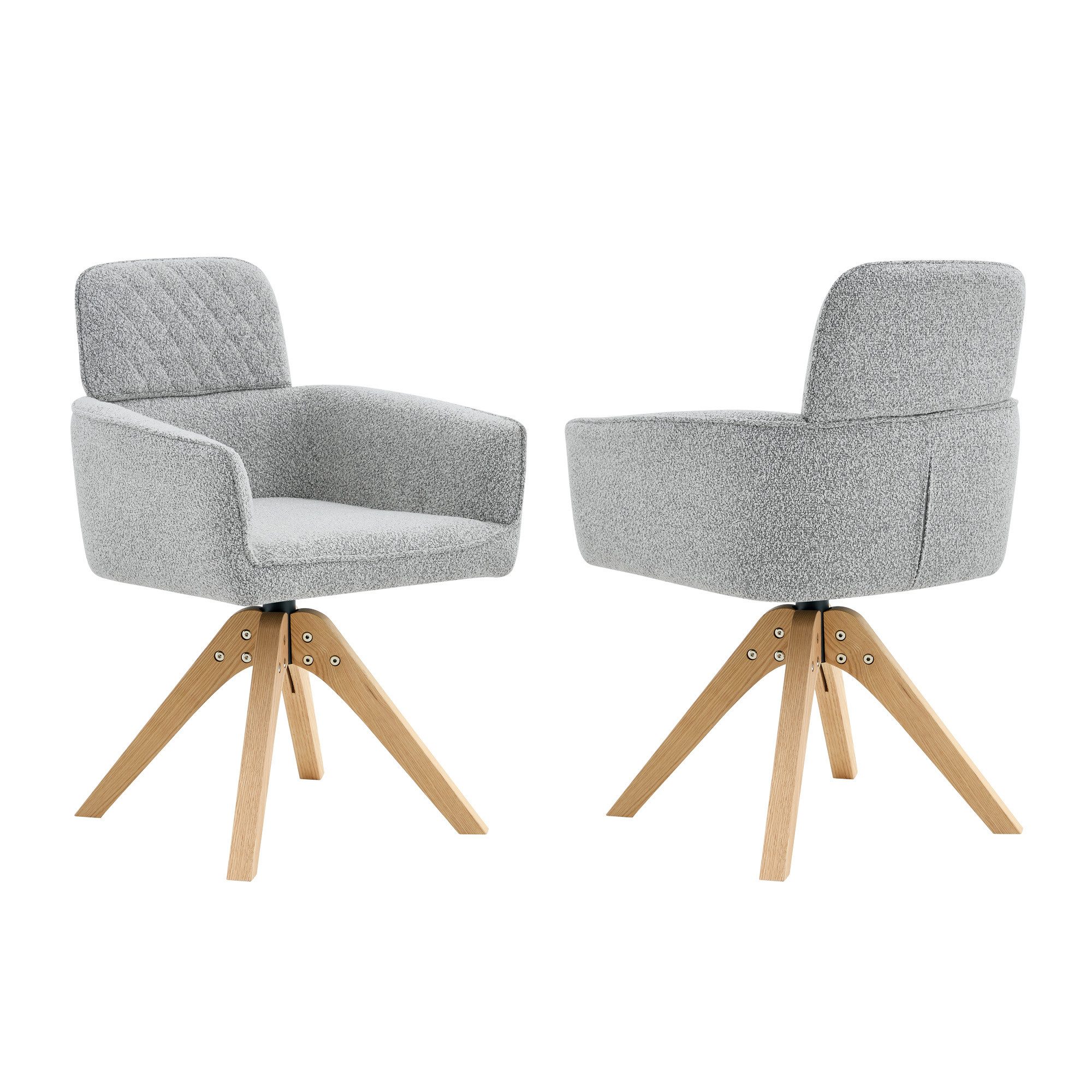 gopop Drehstuhl 2er-Set 360° Stuhlbeine aus Massivholz Cremefarben/Grau (2 St)