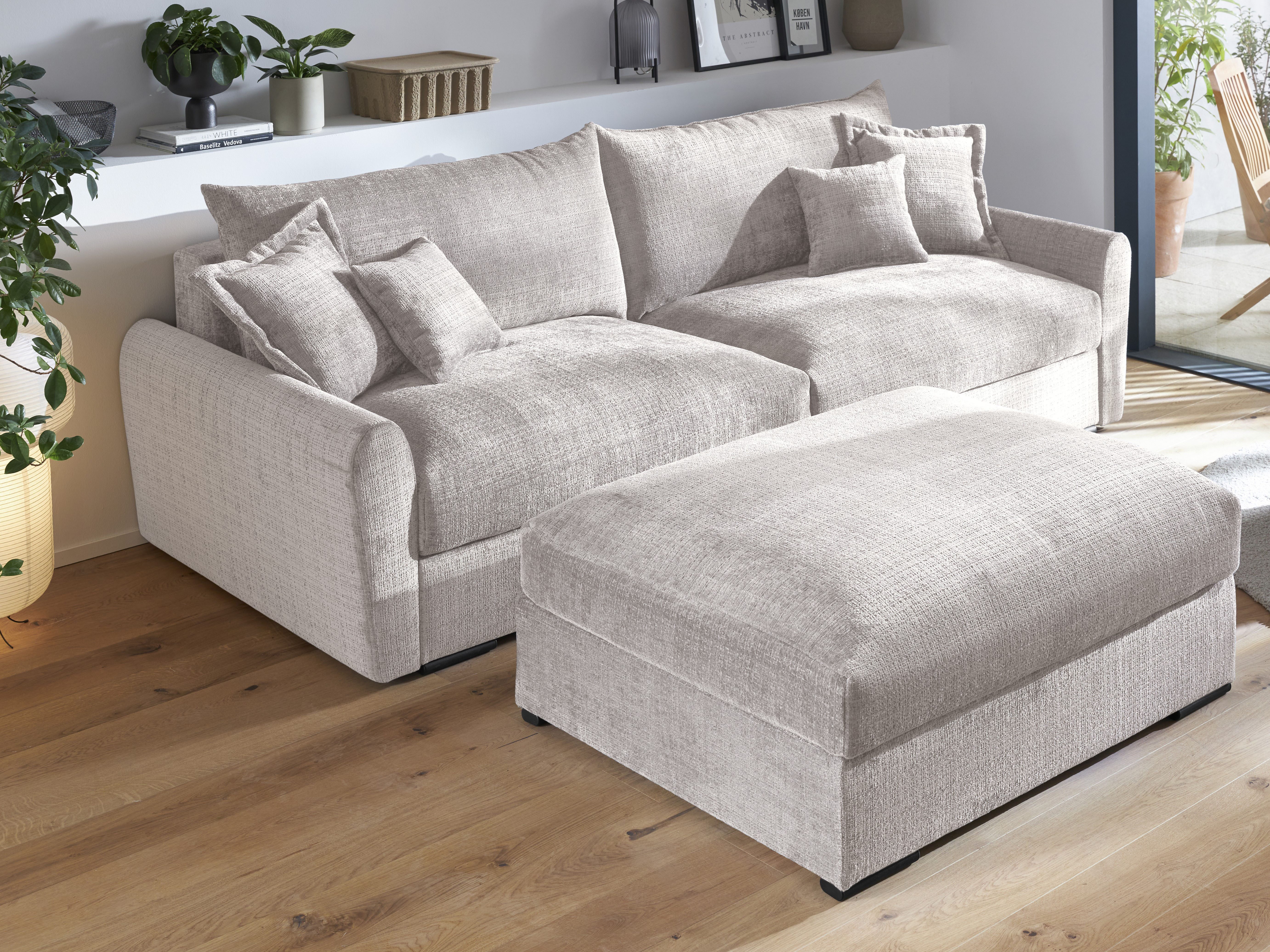 Home affaire Big-Sofa Finka, Breite 247 cm, Mega-Sofa, Cord oder Chenille-Struktur, mit Federkern & 4 Zierkissen