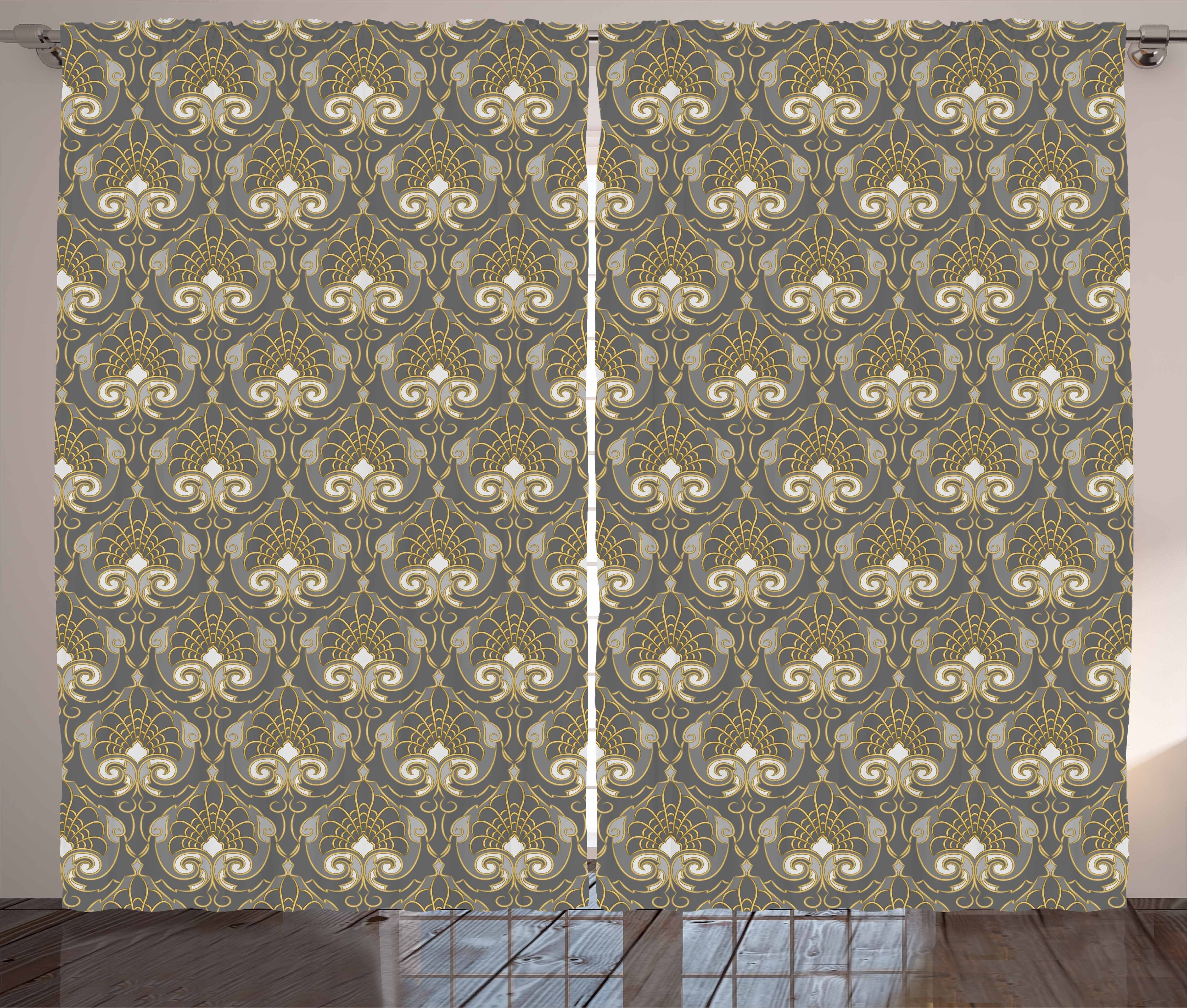 Gardine Schlafzimmer Kräuselband Vorhang mit Schlaufen und Haken, Abakuhaus, Jahrgang Klassische königliche Ornaments