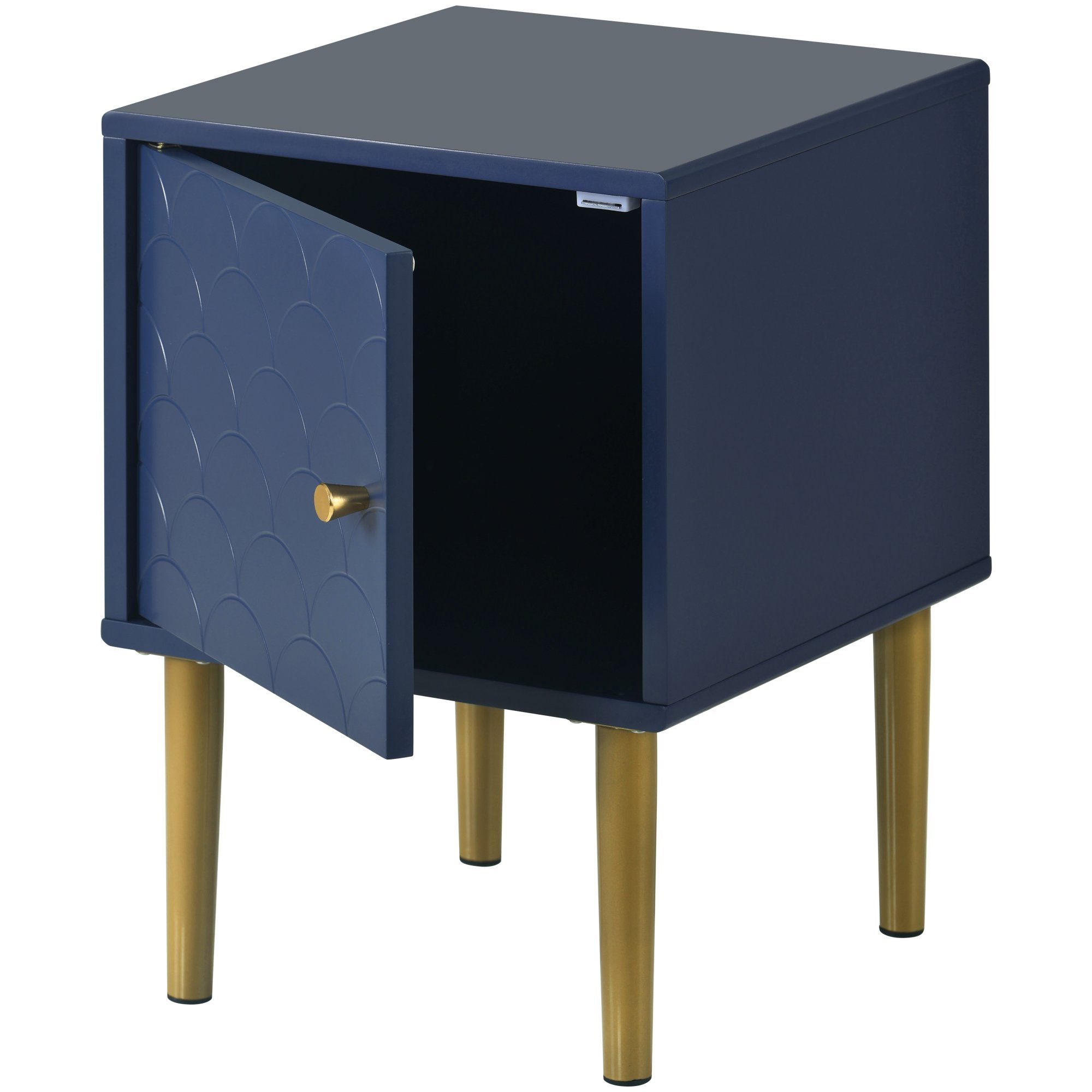 Nachttisch (Nachtschrank, 1-St), Nachtkommode Beistelltisch für Boxspringbett, Metallbeine, 35x35x50cm