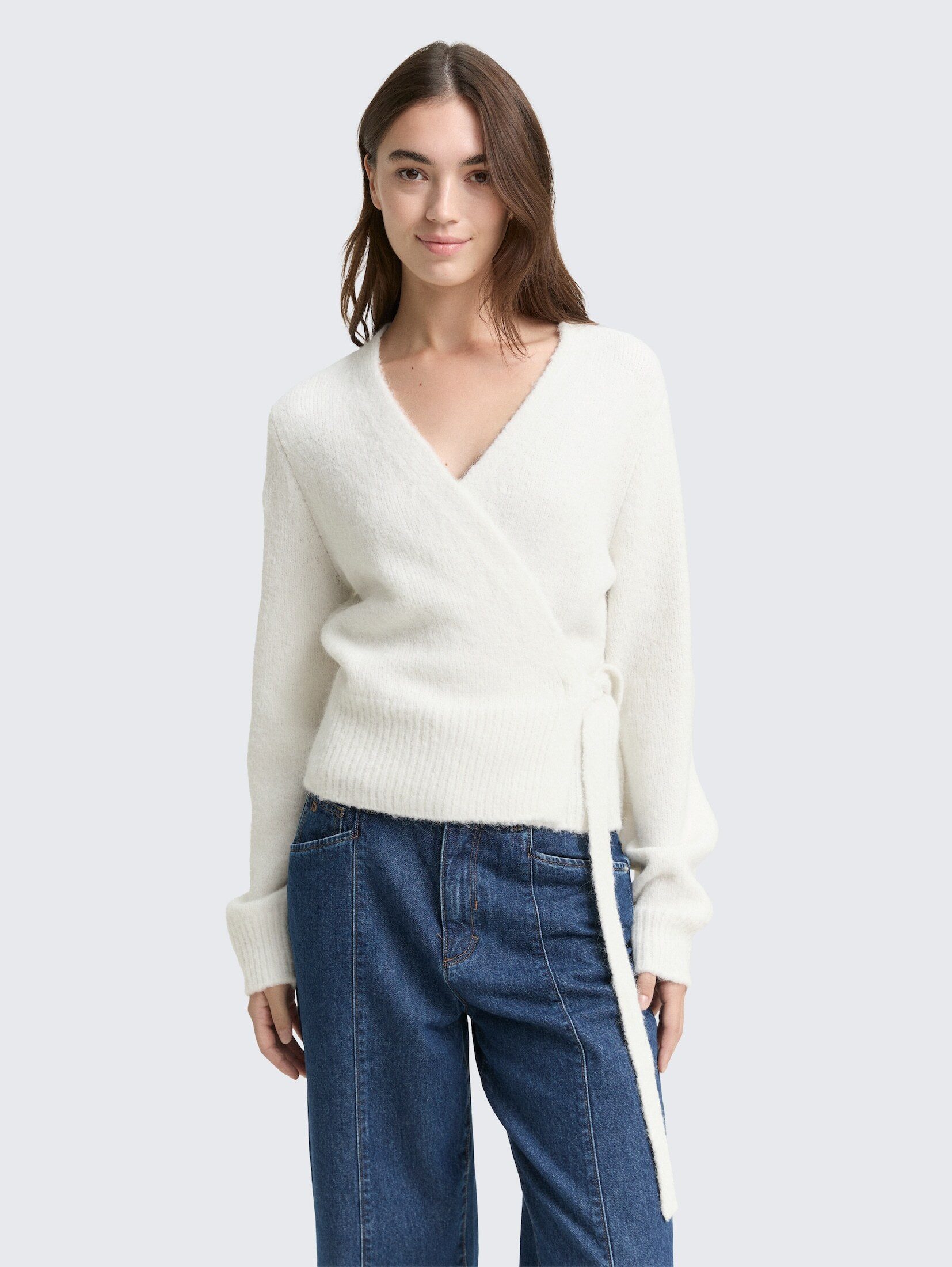 TOM TAILOR Denim Cardigan Pullover & Strickjacken Relaxed Fit Wrap Cardigan günstig online kaufen