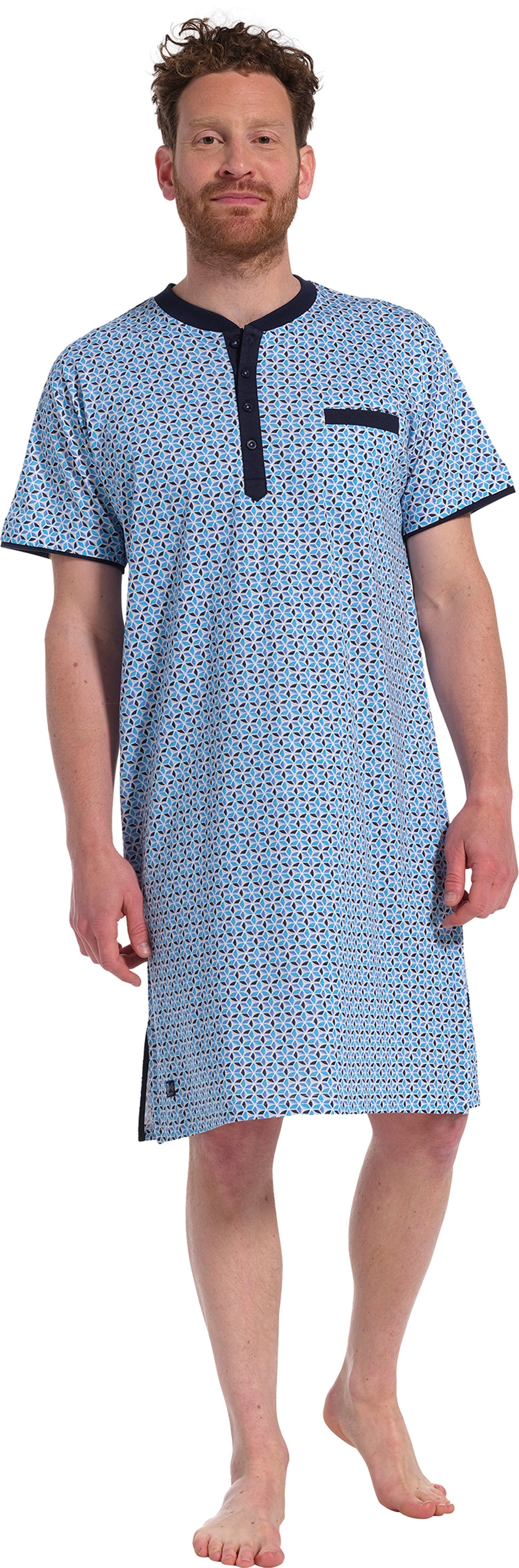 Pastunette Nachthemd Herren Schlafshirt Design mit (1-tlg) Modisches kurzem Arm