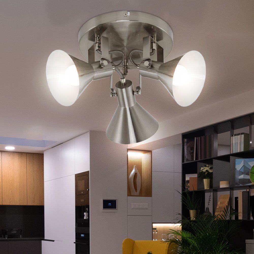 etc-shop LED Deckenleuchte, Wohn Decken Lampe- Zimmer Leuchtmittel Warmweiß, Strahler Chrom inklusive, Lampe Rondell