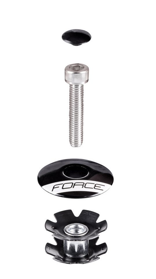 FORCE Lenkervorbau star nut FORCE AHEAD 1 1/8'' Al. black complete