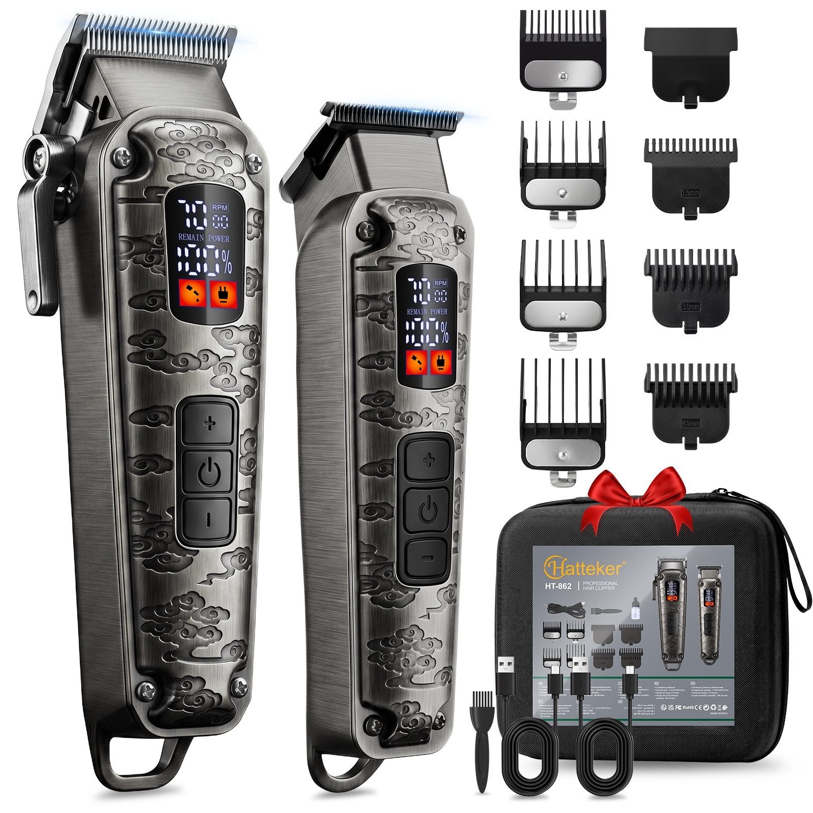 HATTEKER Haarschneider HT-862, Barttrimmer, Profi Haarschneideset, inkl. Aufbewahrungstasche