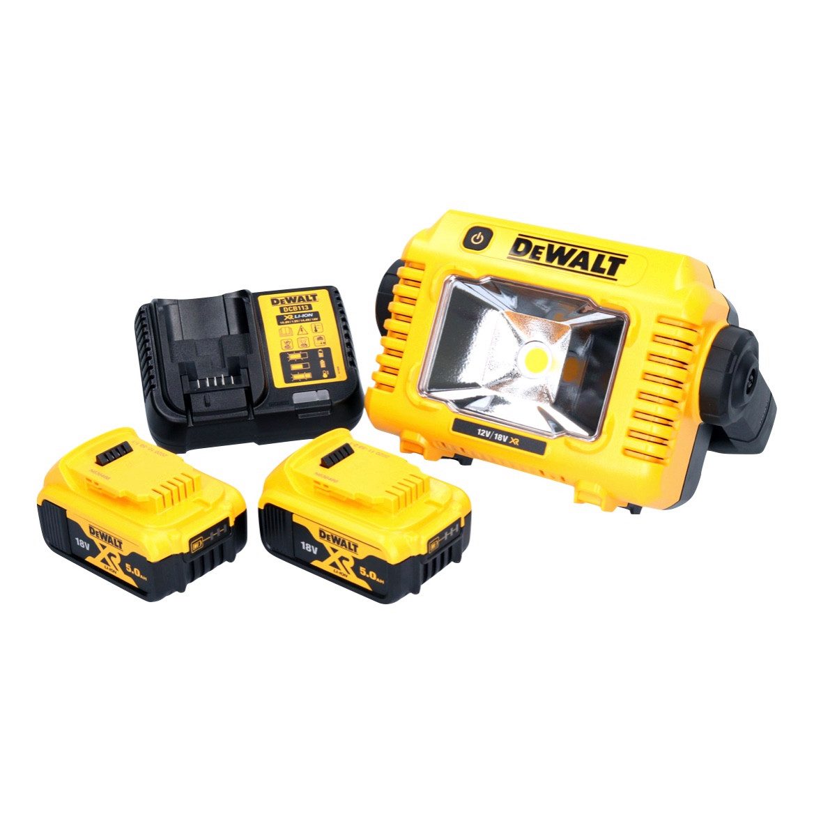 DeWalt Baustrahler DCL 077 P2 Akku LED Arbeitsstrahler 12 V 18 V 2000 lm IP54 + 2x Akku