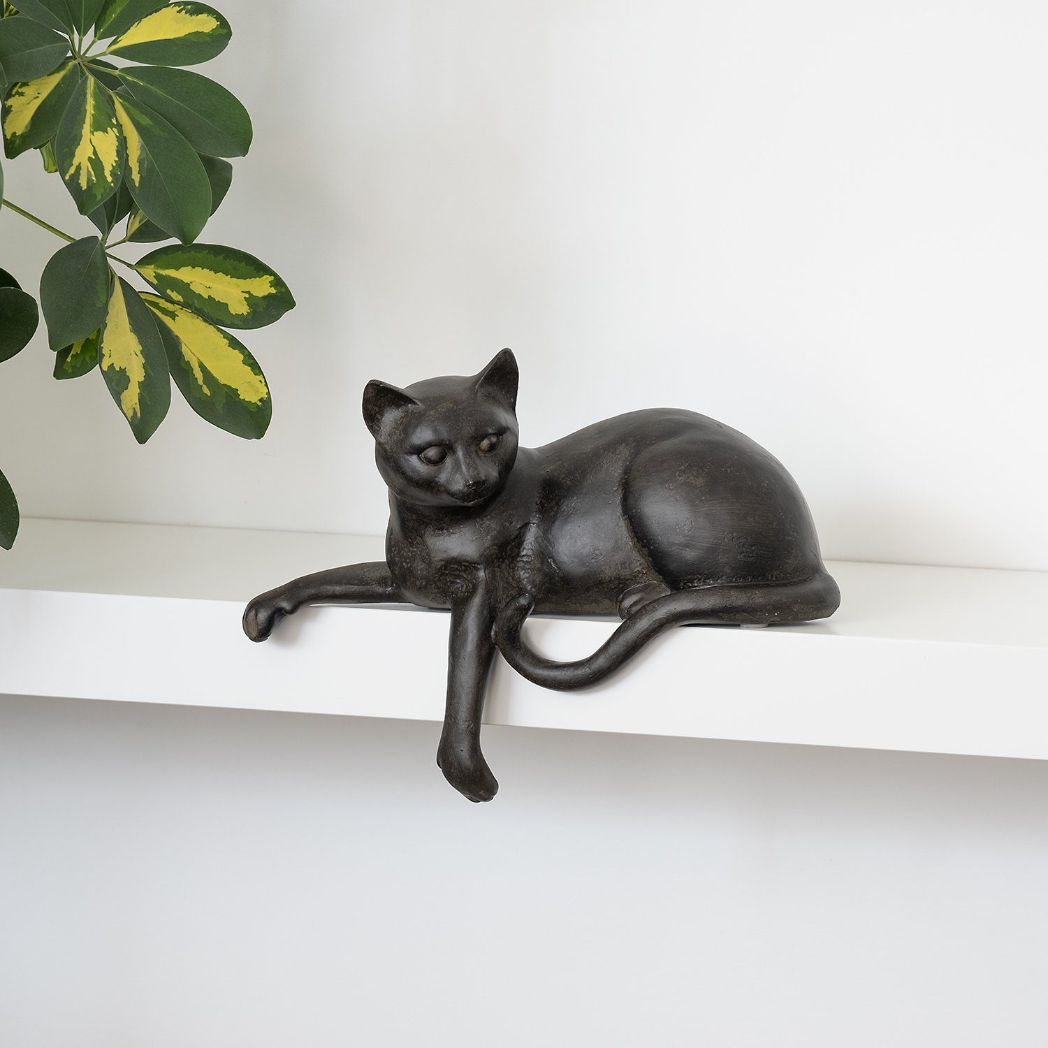 liegend, Skulptur Modern Dekofigur Geschenk 20cm Moritz Deko Figuren Kater Dekofigur TierFigur Polyresin Katze