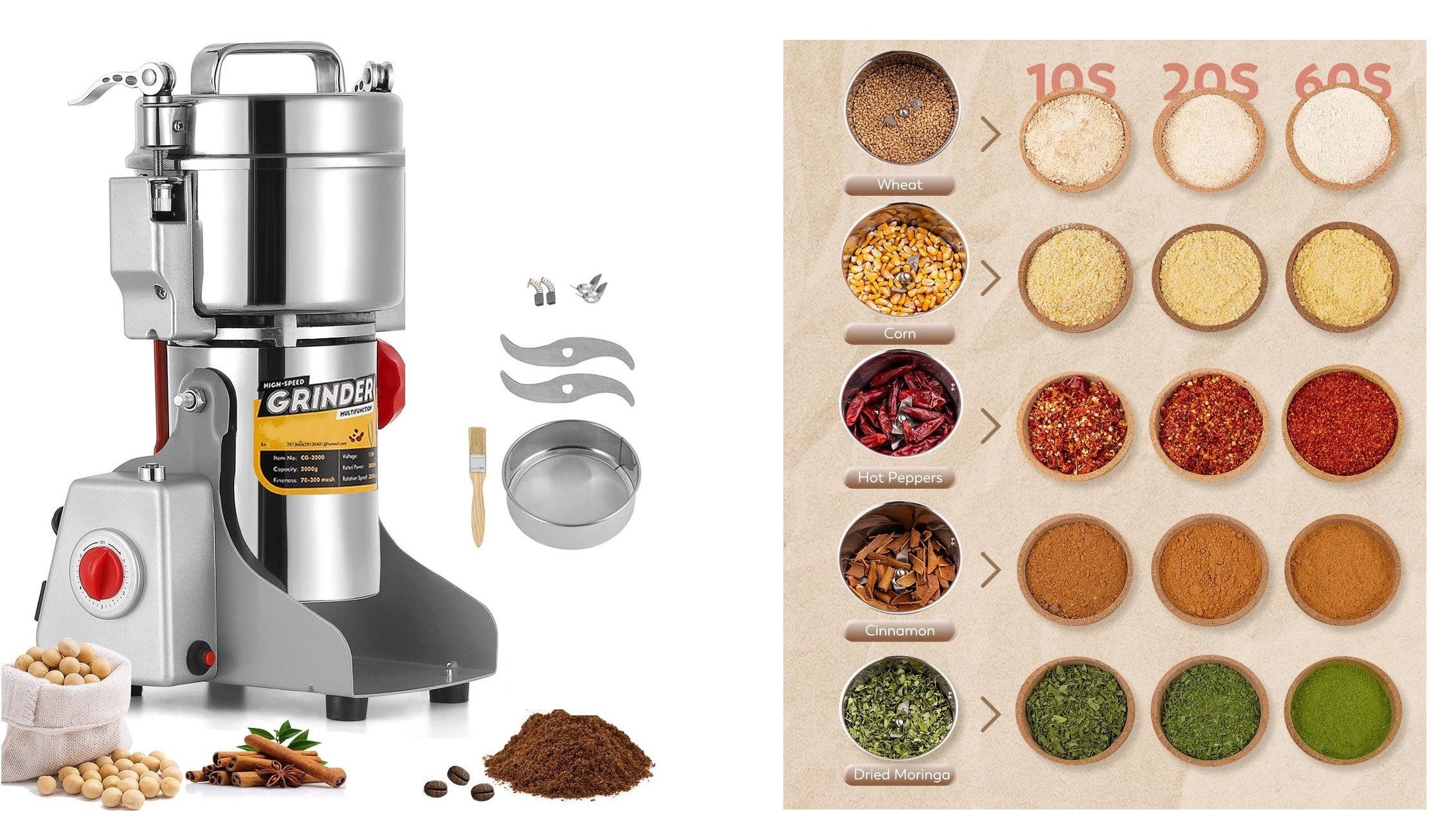 Royalty Line Getreidemühle Royalty Line FG21803 Elektrische Gewürzmühle Für 800g Getreidemühle elektrisch