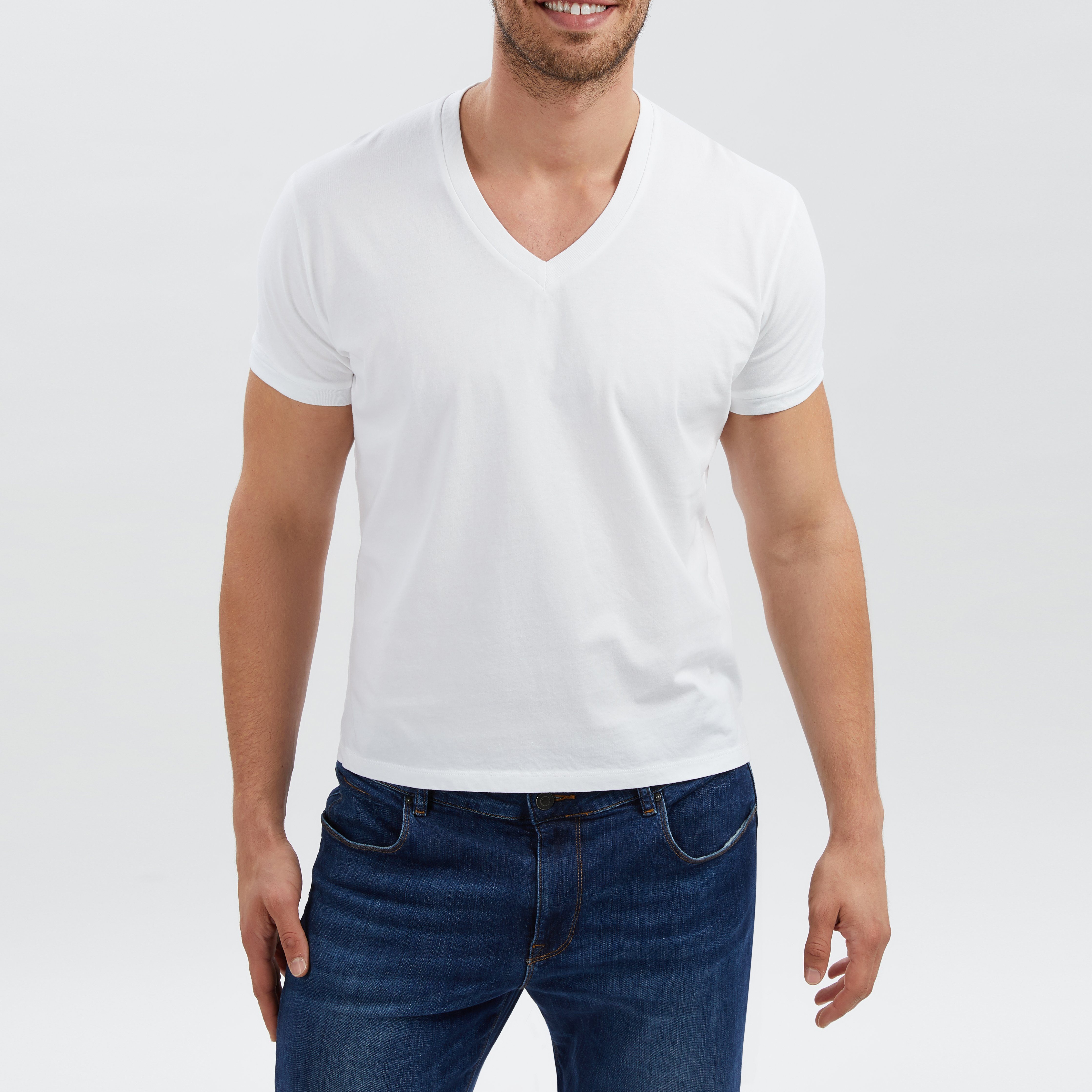 V-Ausschnitt Basic Weiß T-Shirt Brand Chiccheria