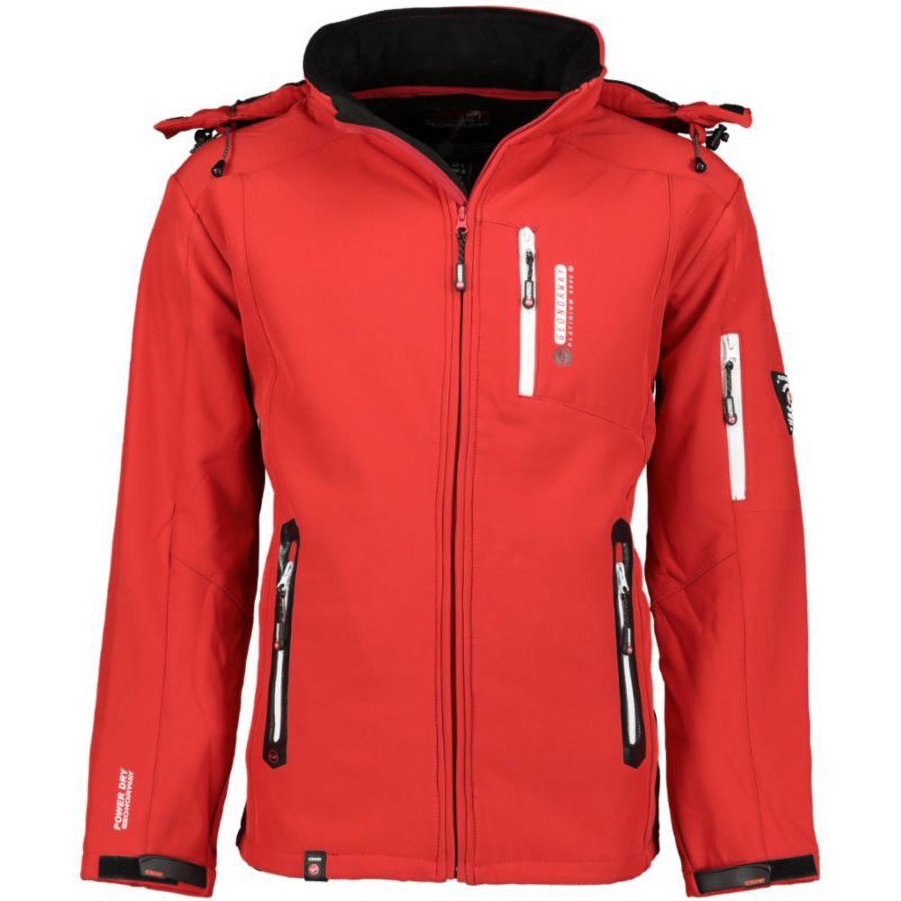Geographical Norway Softshelljacke Freizeitjacke Outdoor Wander Trekking Sport Jacke in Unifarbe, mit Kapuze, mit abnehmbarer Kapuze, mit Stehkragen