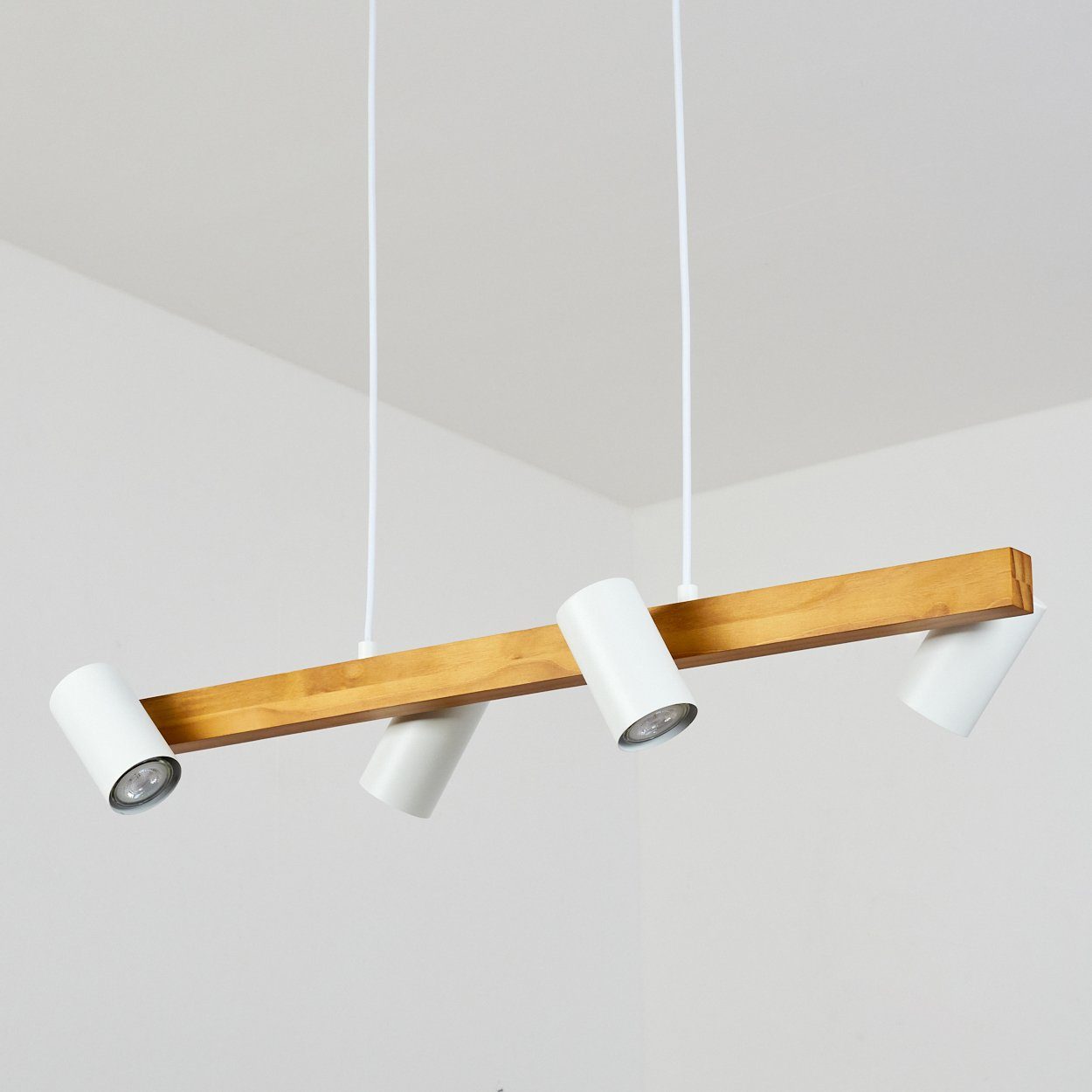 GU10 moderne Metall/Holz verstellbaren hofstein in Leuchtmittel, mit. Schirmen, Weiß/Natur, Hängeleuchte »Godo« aus Hängelampe ohne Pendelleuchte