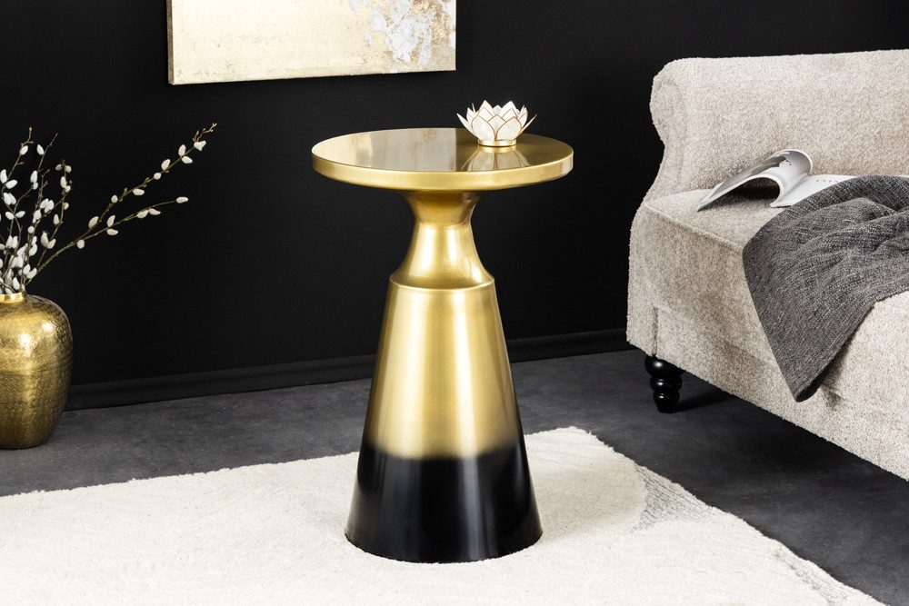 riess-ambiente Beistelltisch ABSTRACT Ø60cm gold (Einzelartikel, 1-St), Wohnzimmer · Metall · rund · Handmade · gebürstet · Design · Säule