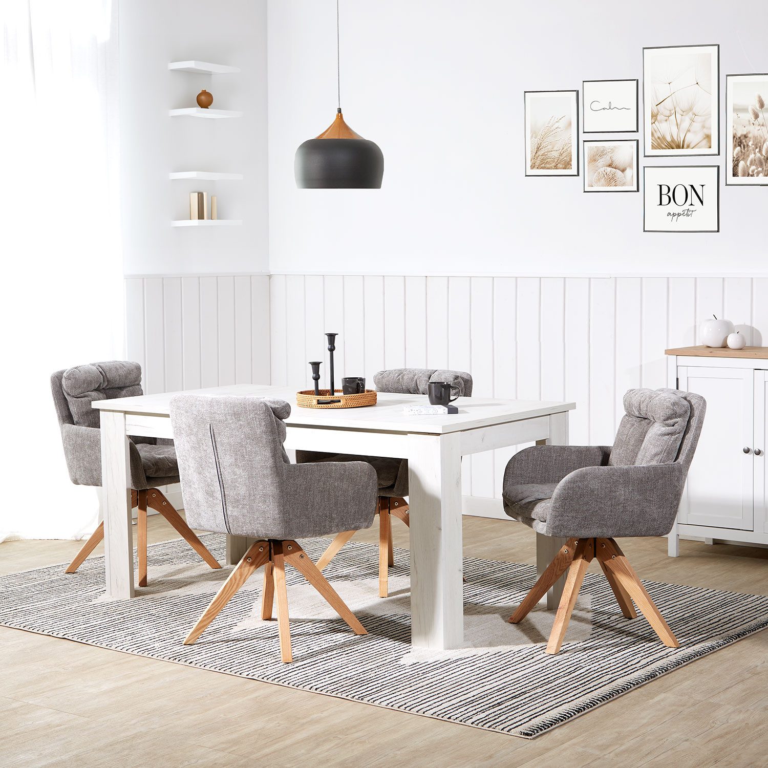 Homestyle4u 6er Set Polsterstühle Drehbar in Grau 2853 günstig online kaufen