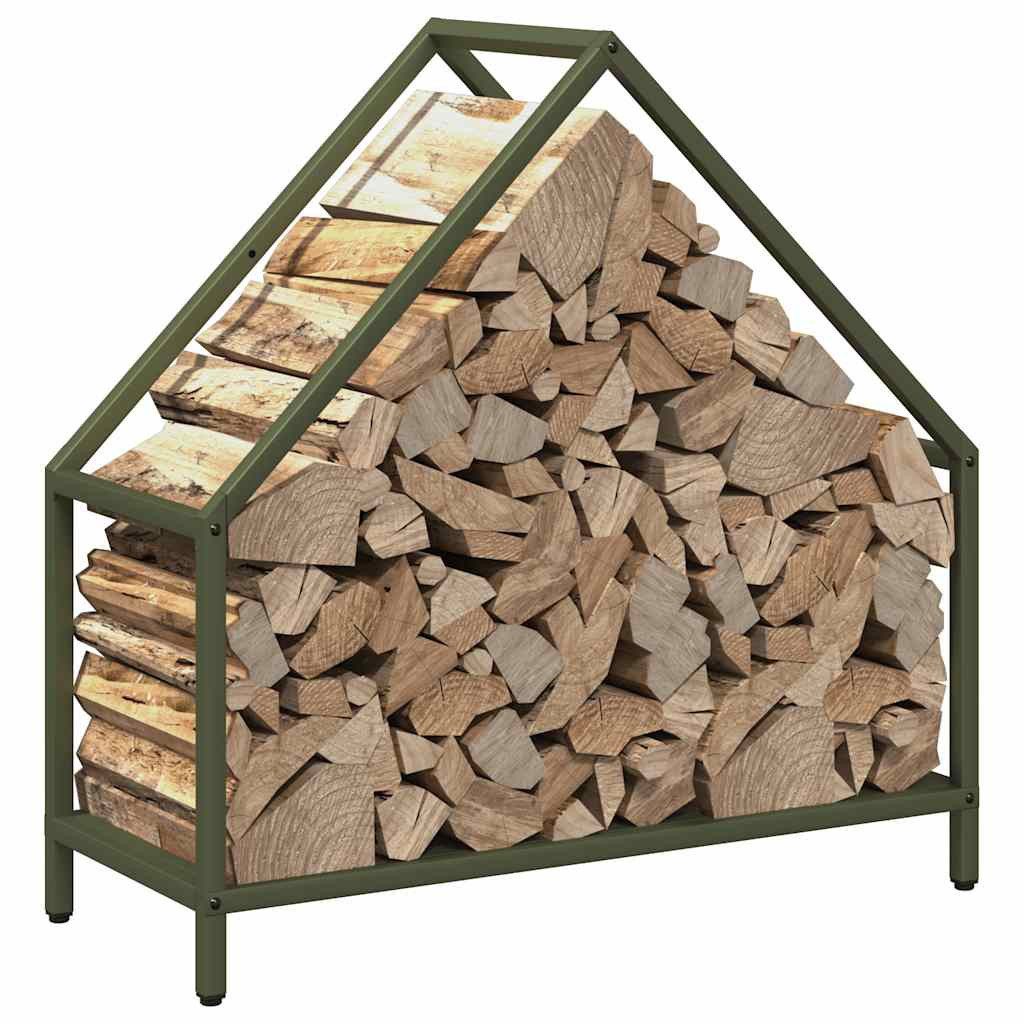 vidaXL Kaminholzregal 60 x 25 x 60 cm Brennholzregal Olivgrün 60x25x60 cm Kaltgewalzter Stah, BxTxH:60x25x60 cm
