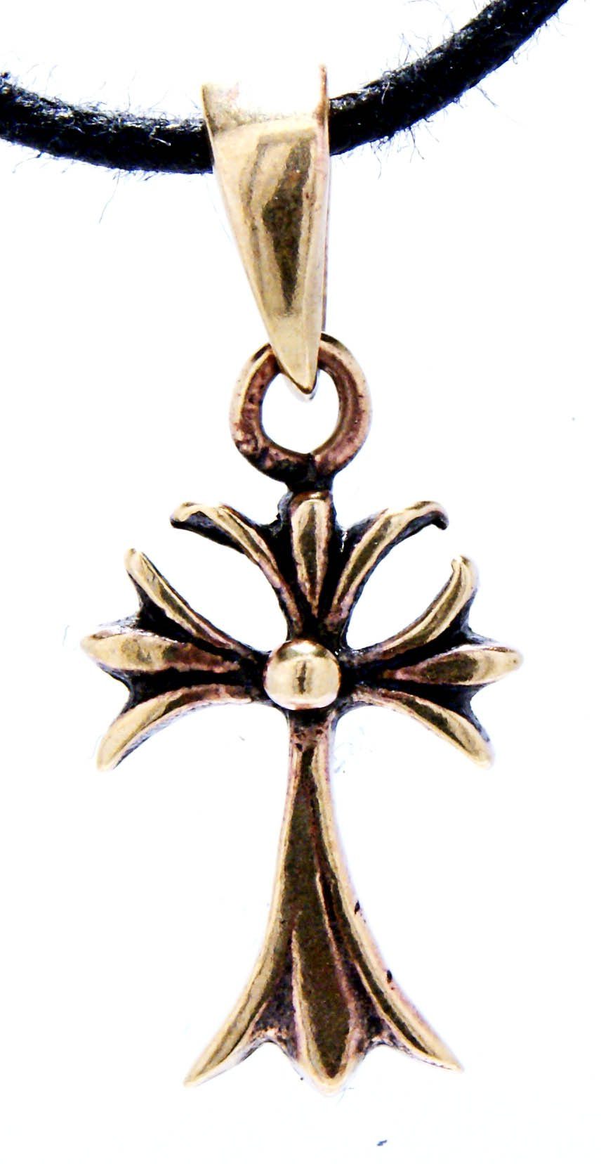 verspieltes Design Leather Kettenanhänger of Kreuz Mittelalter Bronze Anhänger Kiss Cross